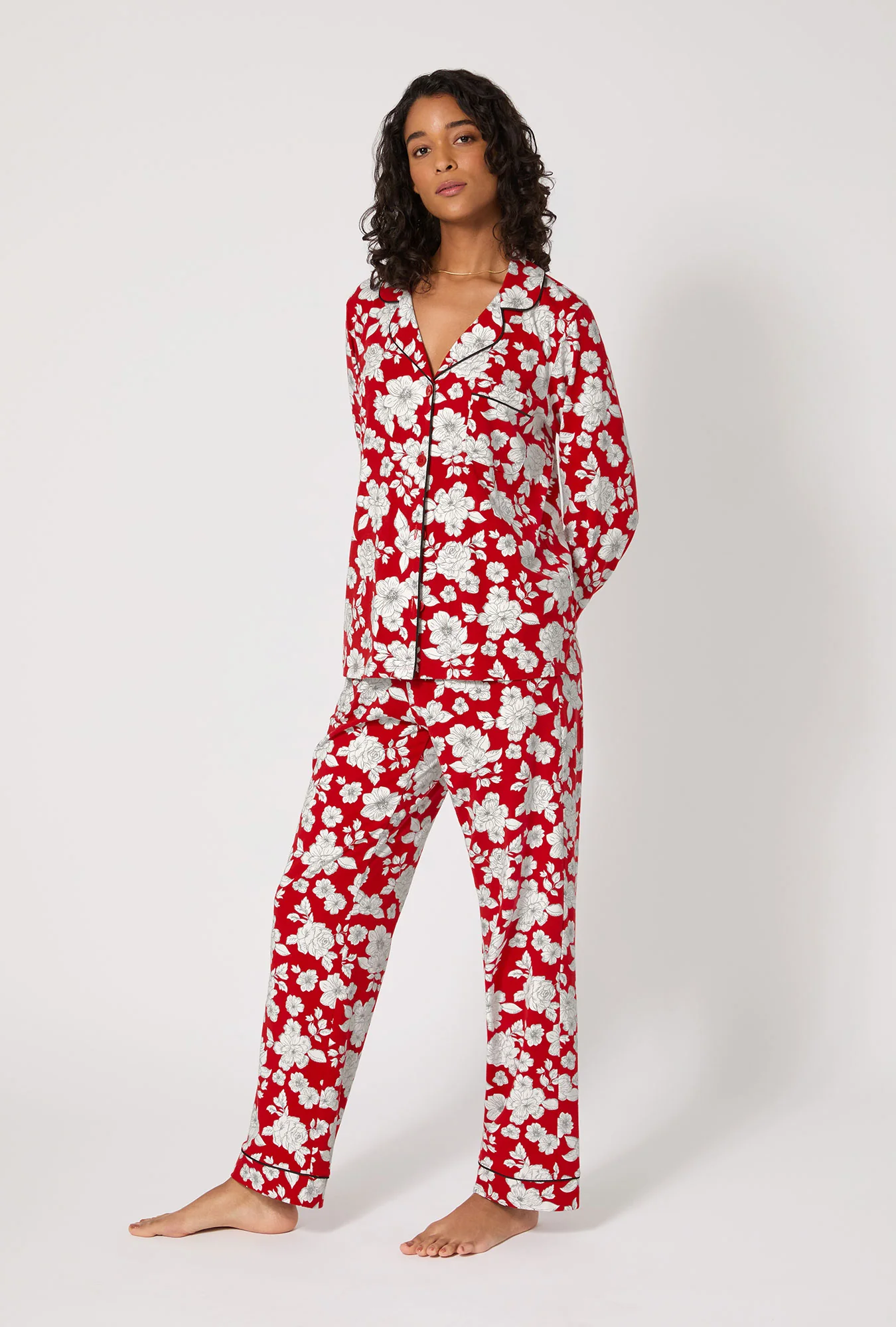 Floral Charm Long Sleeve Classic Stretch Jersey Pj Set - Image 3
