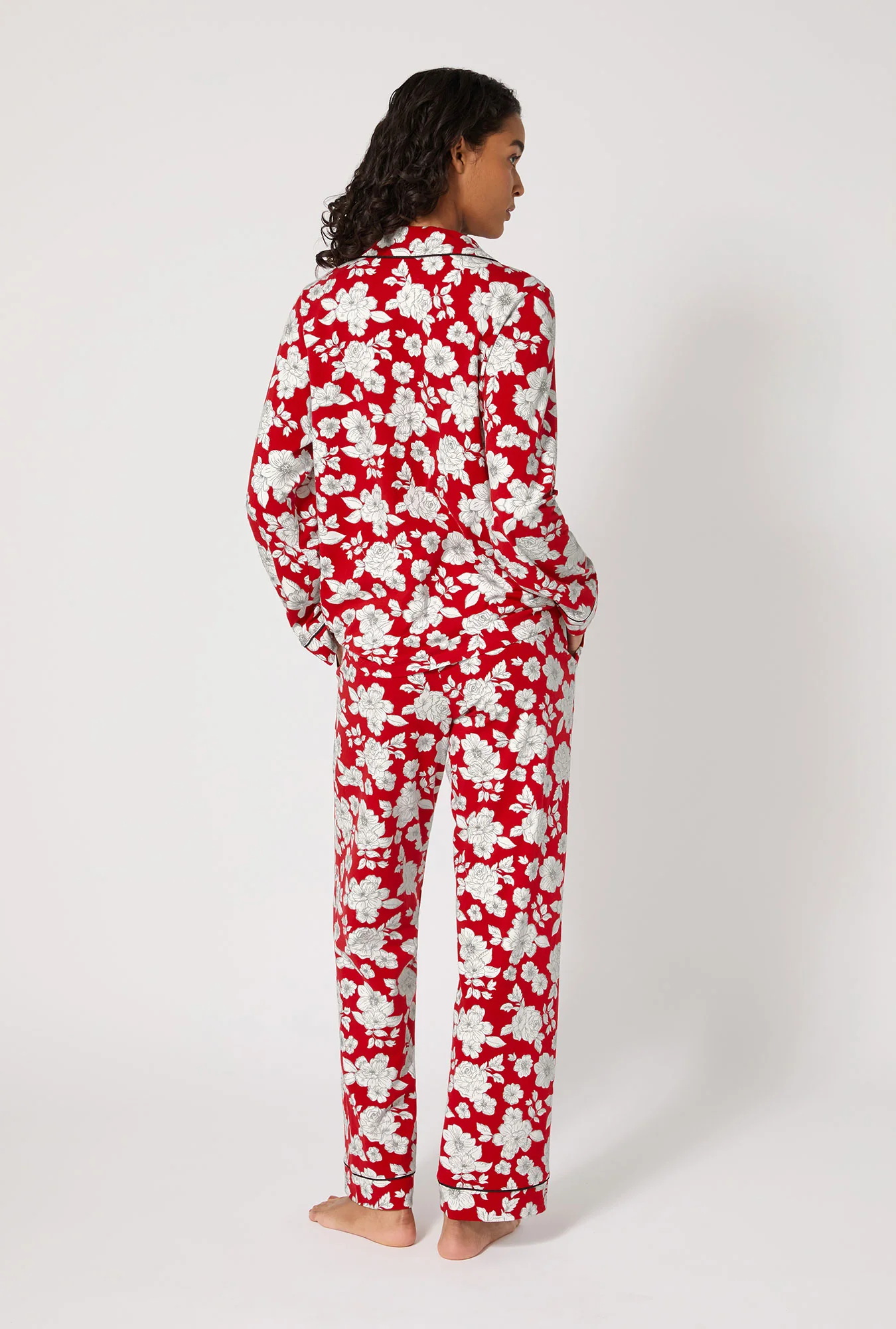 Floral Charm Long Sleeve Classic Stretch Jersey Pj Set - Image 4