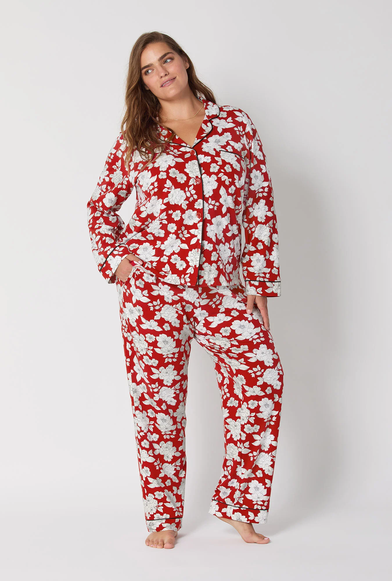 Floral Charm Long Sleeve Classic Stretch Jersey Pj Set - Image 6