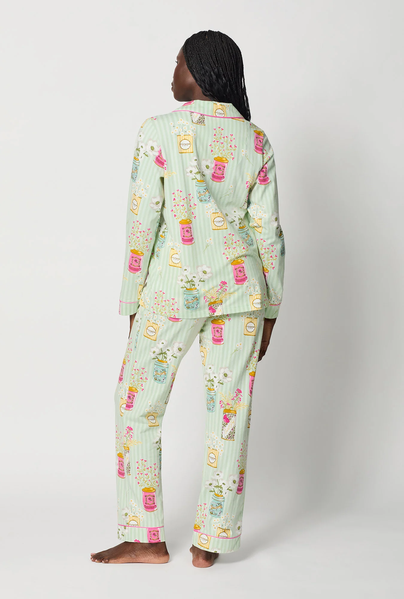 Flower Cans Long Sleeve Classic Stretch Jersey Pj Set - Image 4