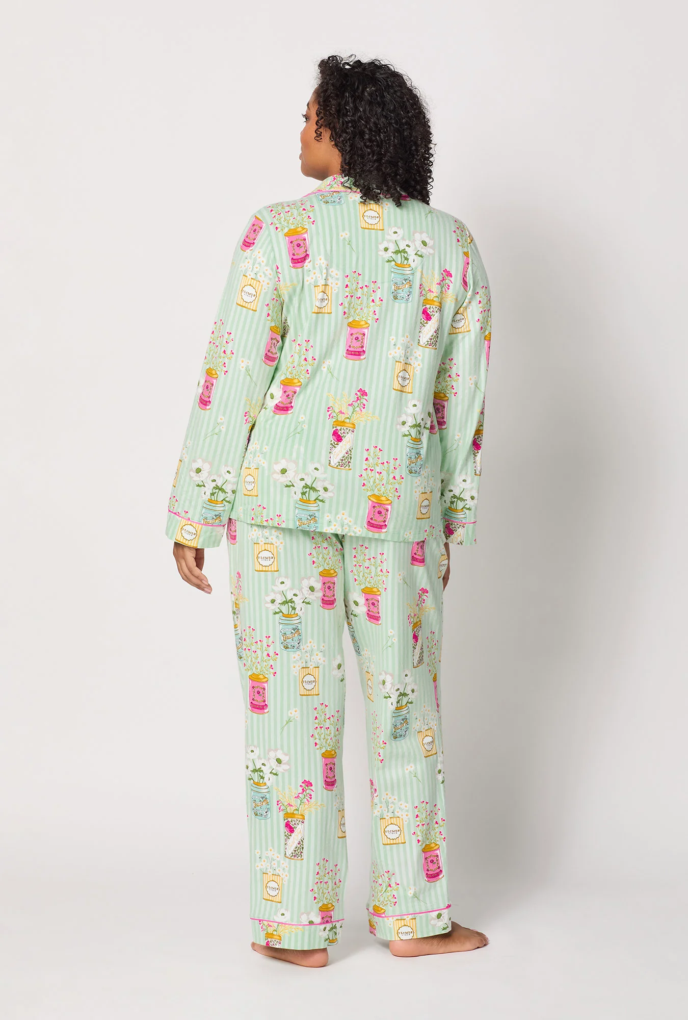 Flower Cans Long Sleeve Classic Stretch Jersey Pj Set - Image 6