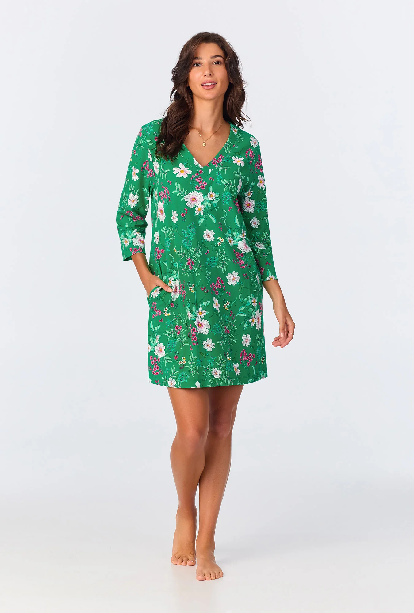 Forever Floral 3/4 Sleeve Stretch Jersey Sleepshirt - Image 3