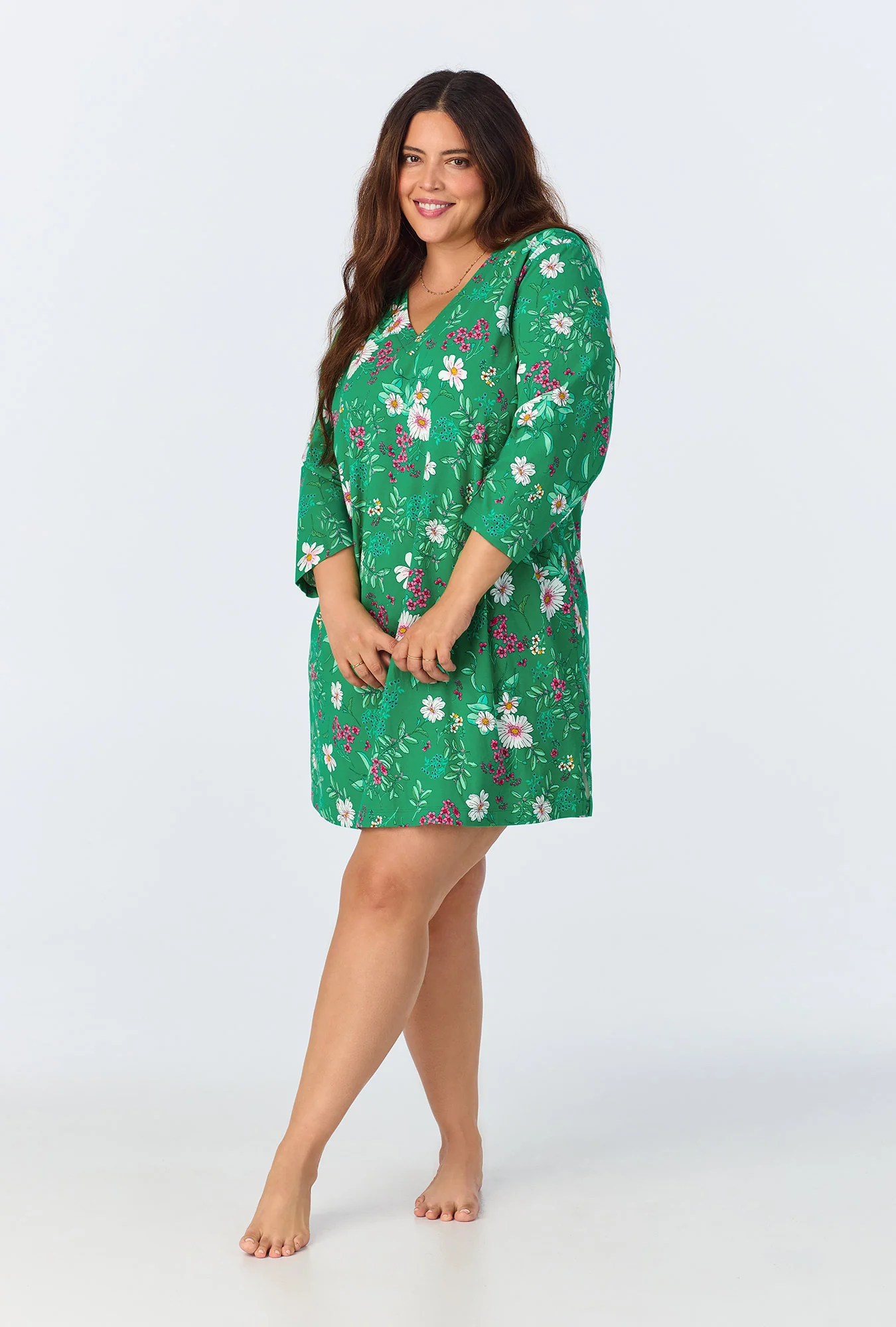Forever Floral 3/4 Sleeve Stretch Jersey Sleepshirt - Image 4