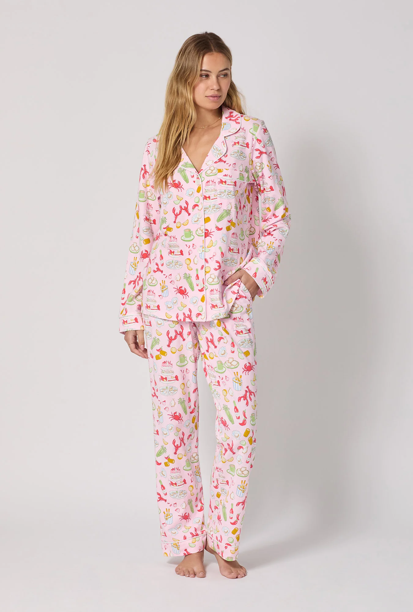 French Quarter Long Sleeve Classic Stretch Jersey Pj Set - Image 2