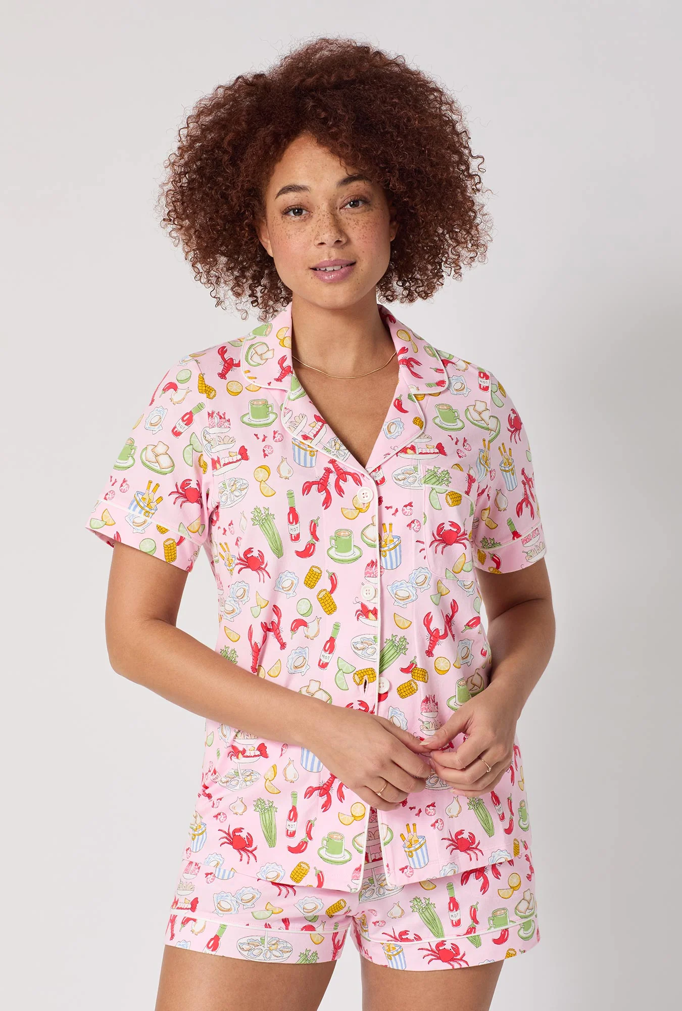 French Quarter Short Sleeve Classic Shorty Stretch Jersey Pj Set - Image 4