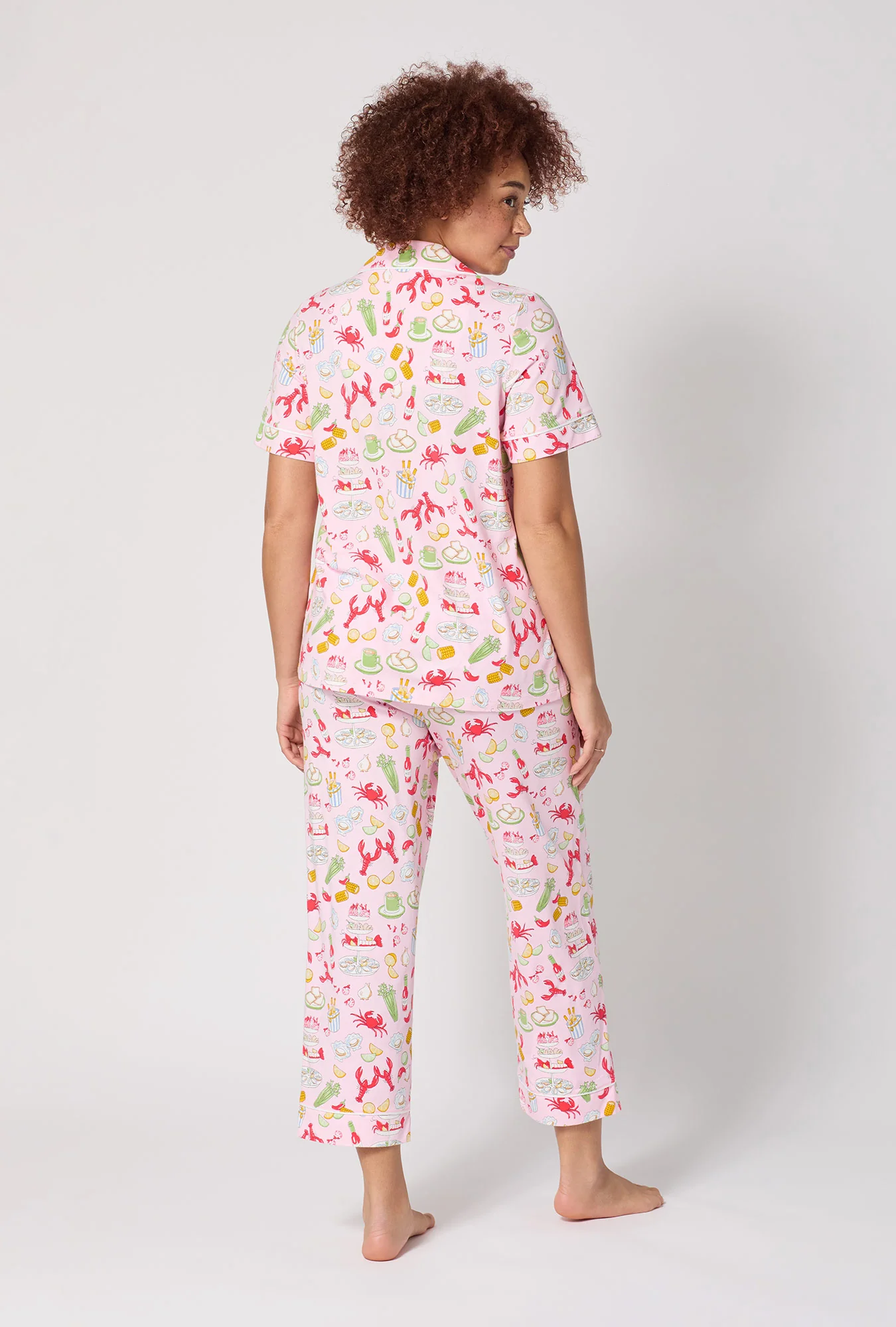 French Quarter Short Sleeve Classic Stretch Jersey Cropped Pj Set - Image 3