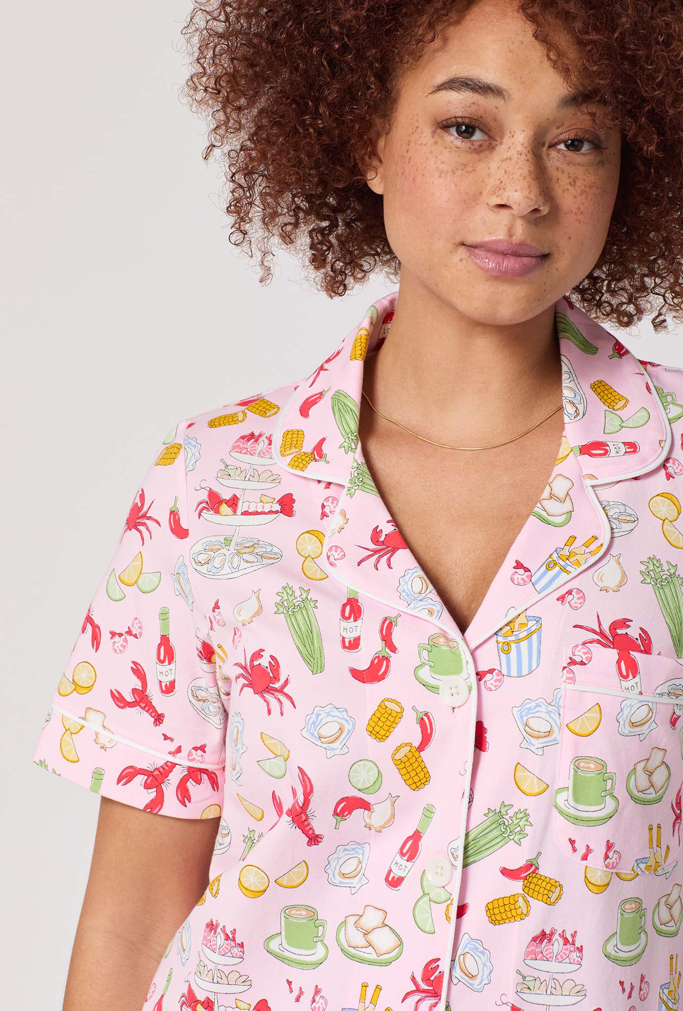 French Quarter Short Sleeve Classic Stretch Jersey Cropped Pj Set - Image 4