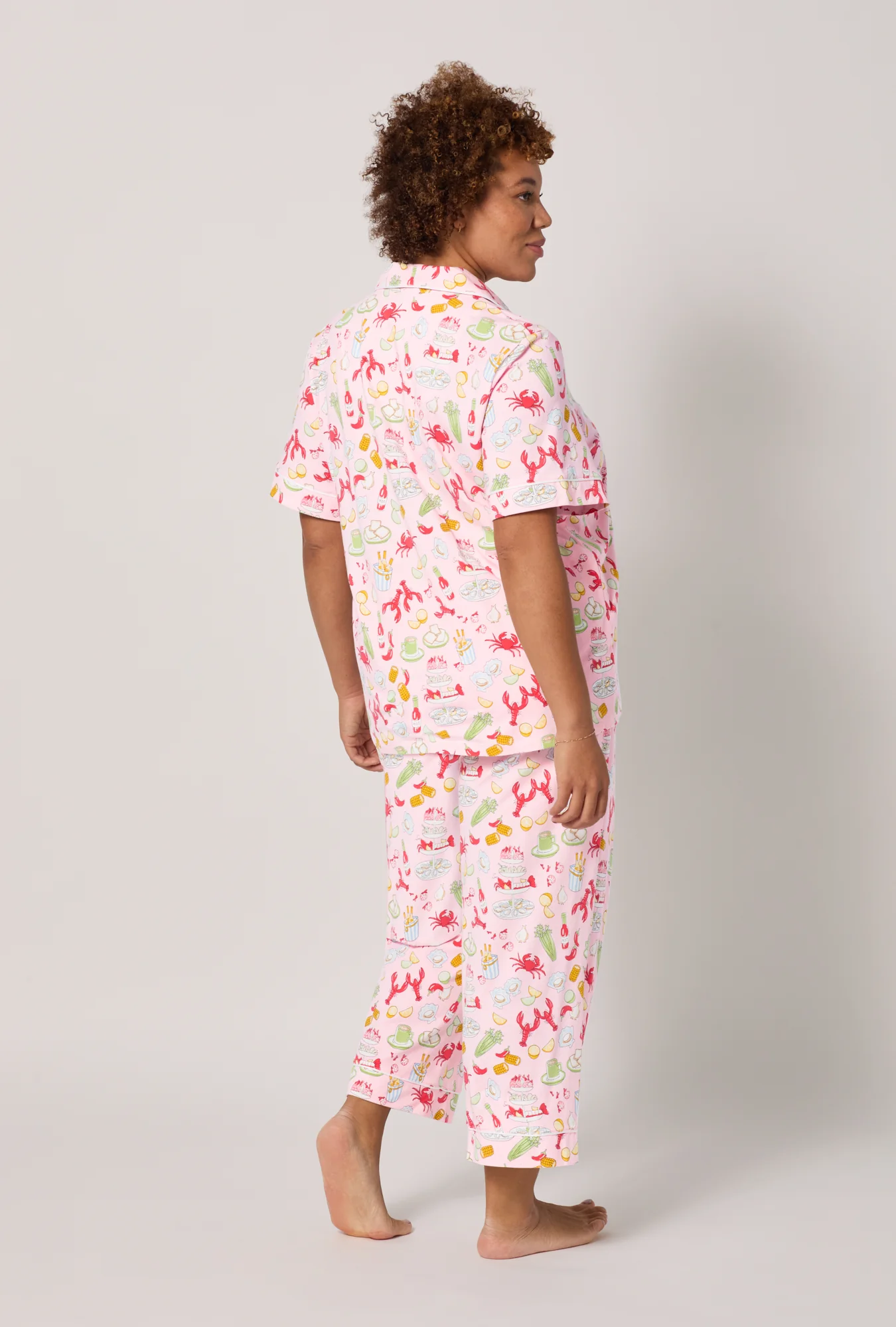 French Quarter Short Sleeve Classic Stretch Jersey Cropped Pj Set - Image 5