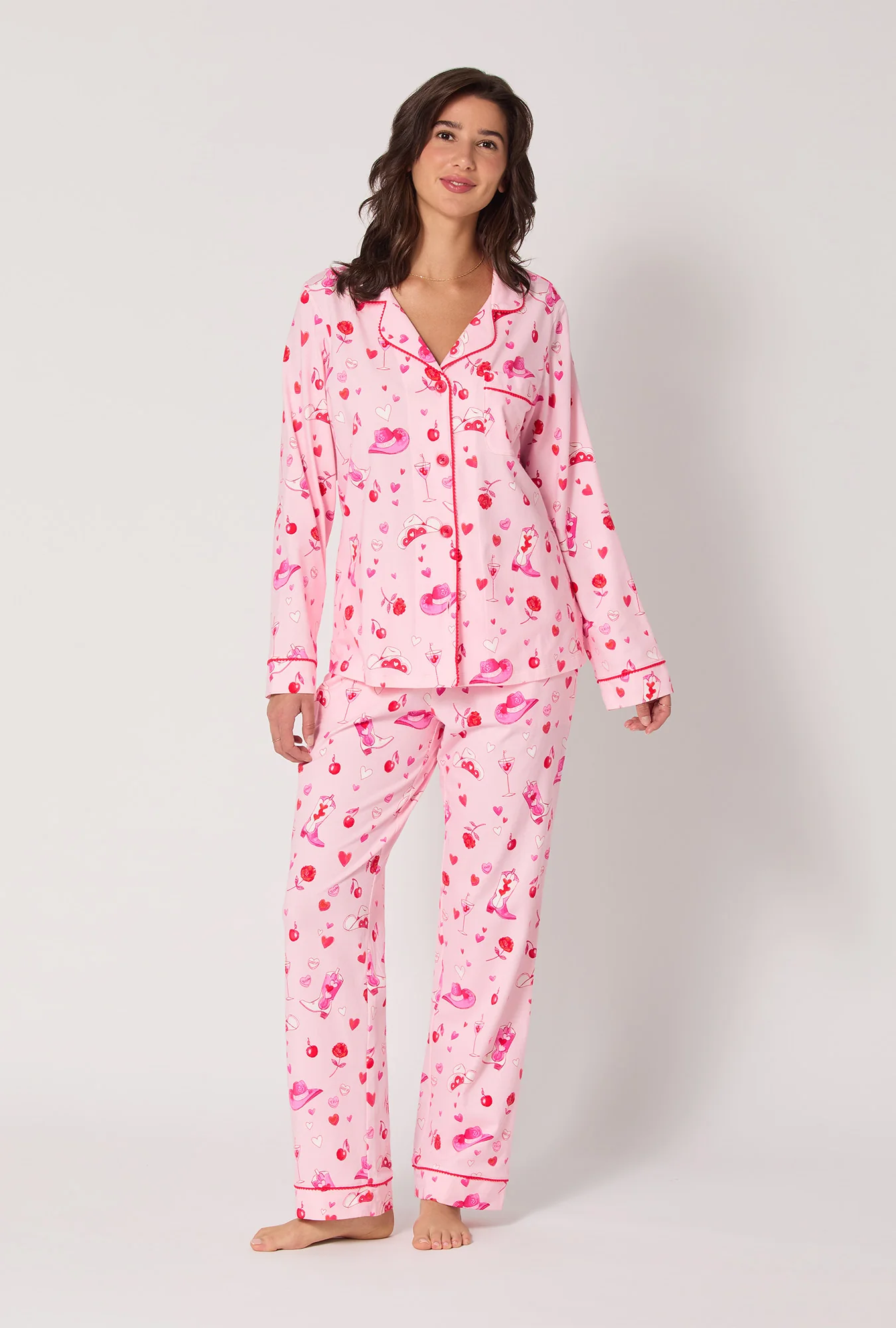 Giddy Up Galentine Long Sleeve Classic Stretch Jersey Pj Set