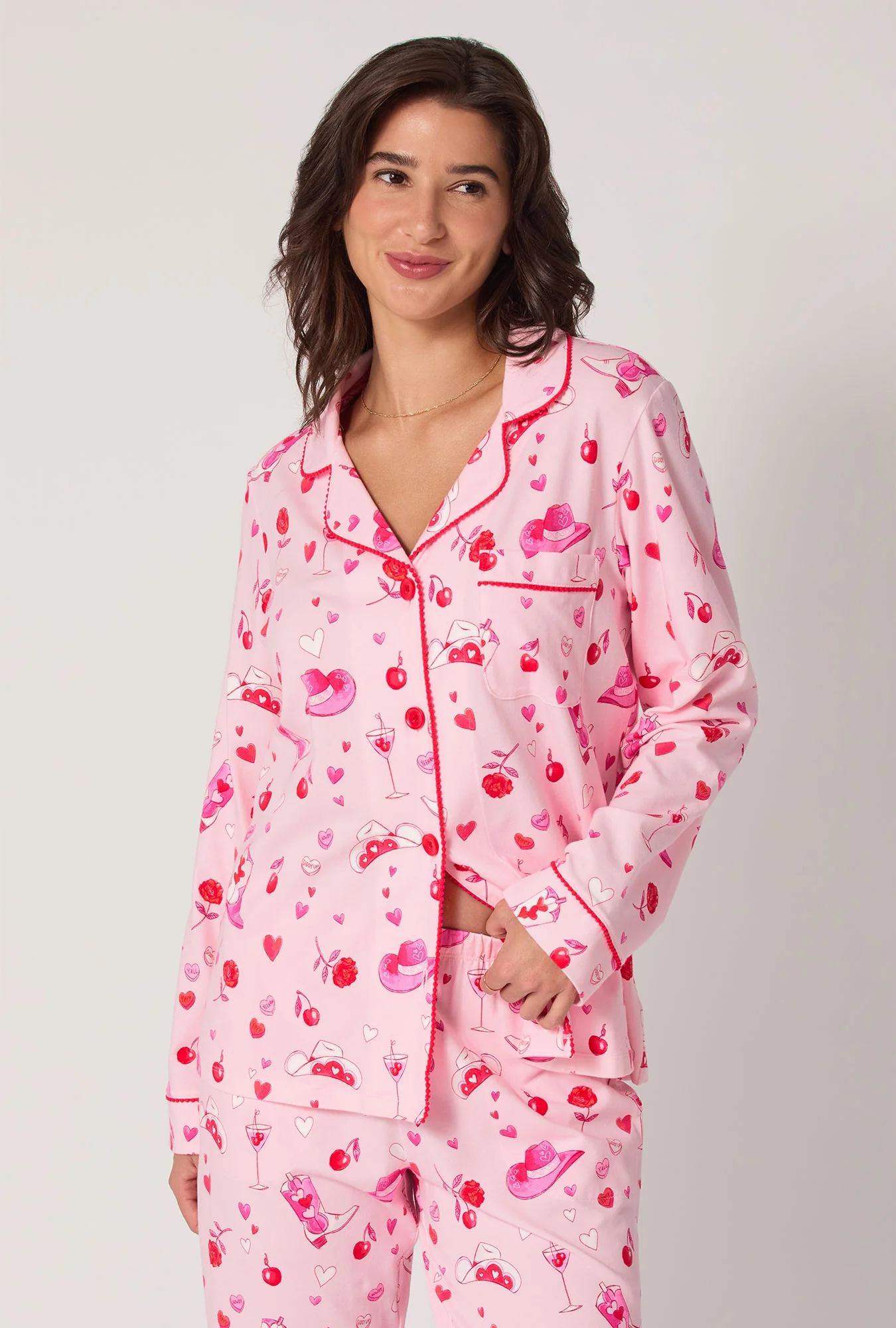 Giddy Up Galentine Long Sleeve Classic Stretch Jersey Pj Set - Image 2