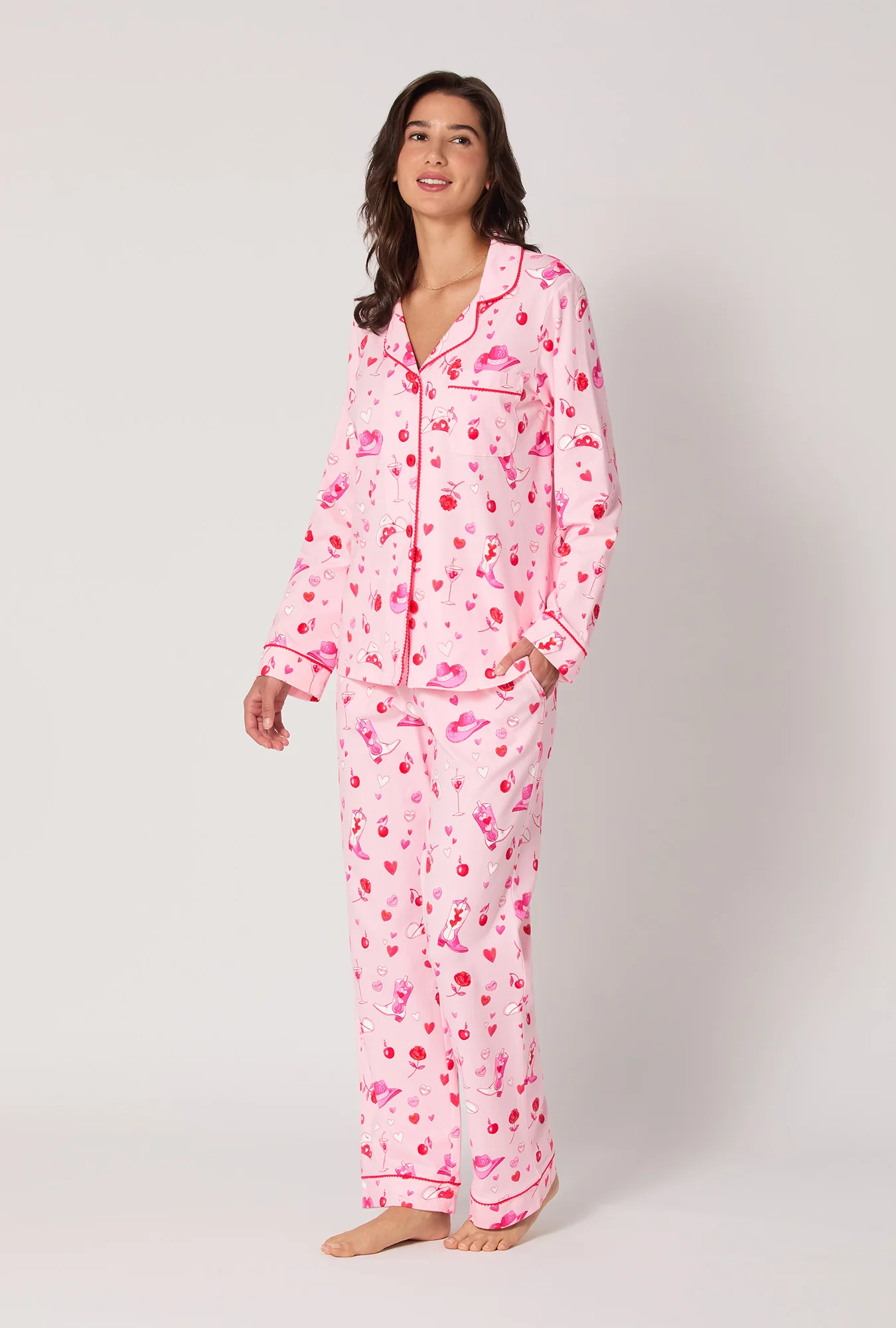 Giddy Up Galentine Long Sleeve Classic Stretch Jersey Pj Set - Image 3