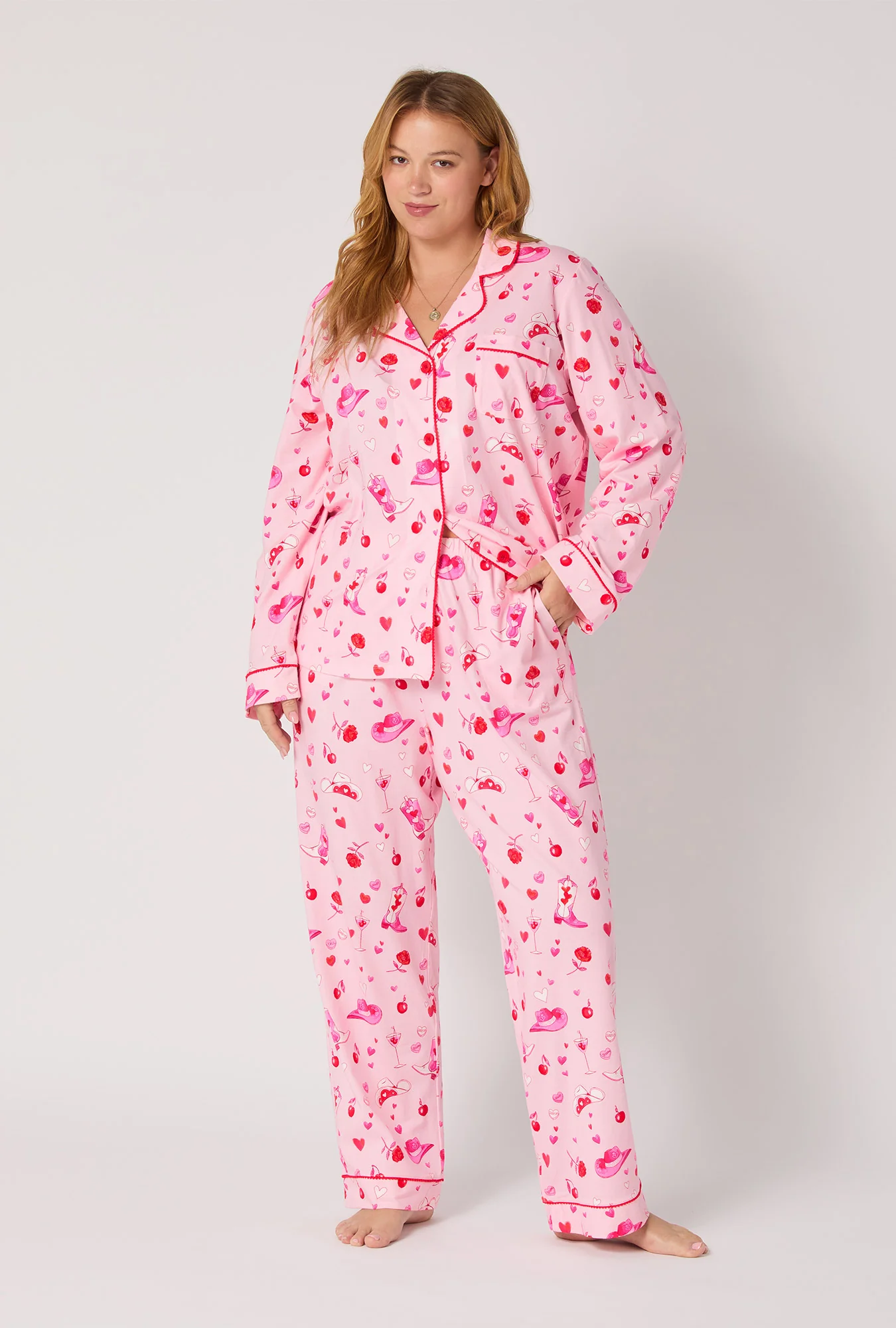Giddy Up Galentine Long Sleeve Classic Stretch Jersey Pj Set - Image 7