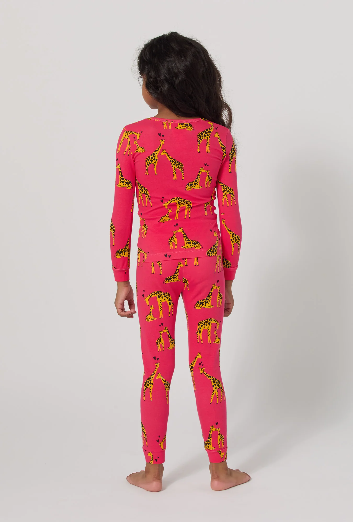 Giraffes In Love Long Sleeve Stretch Jersey Kids Pj Set - Image 2