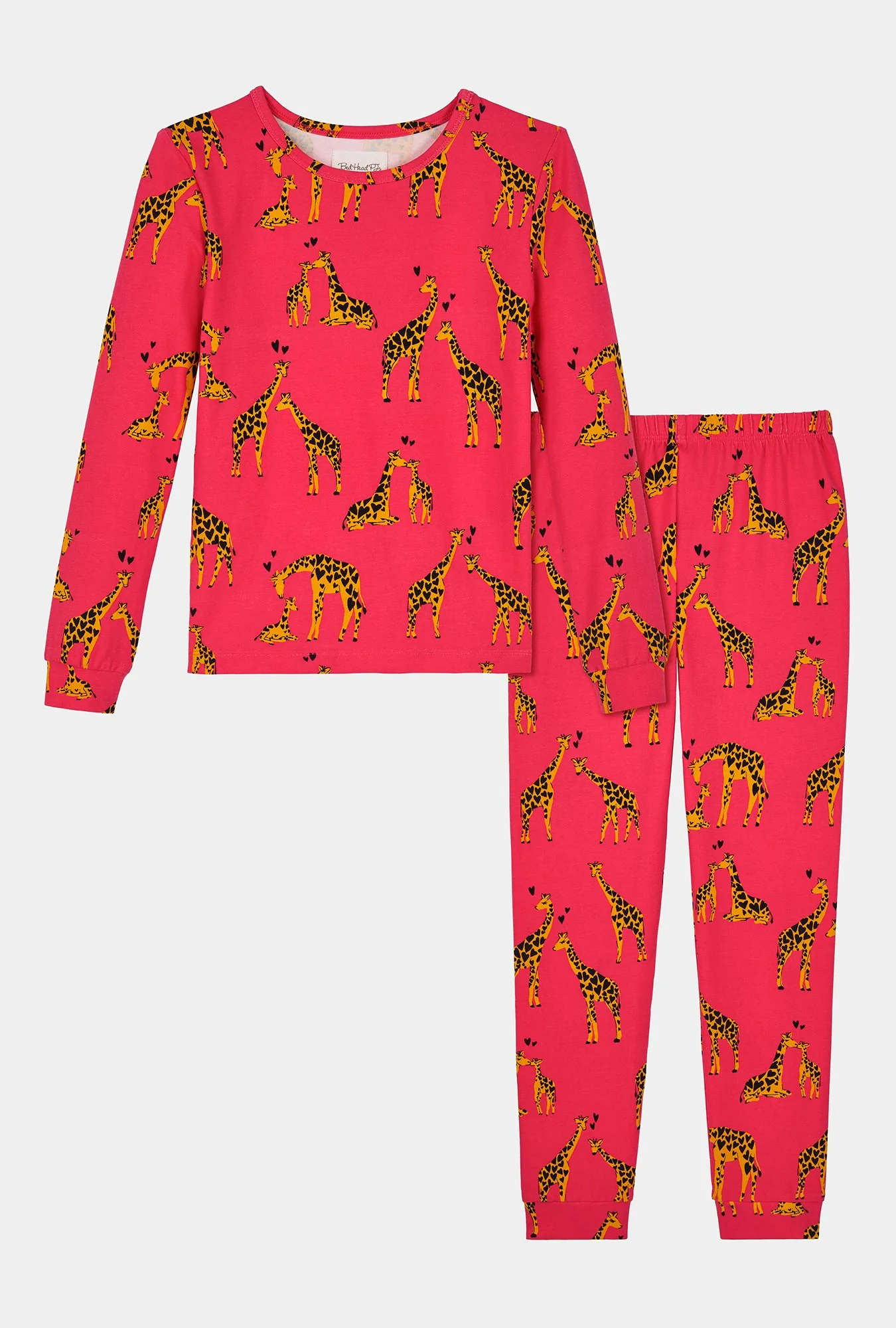Giraffes In Love Long Sleeve Stretch Jersey Kids Pj Set - Image 3