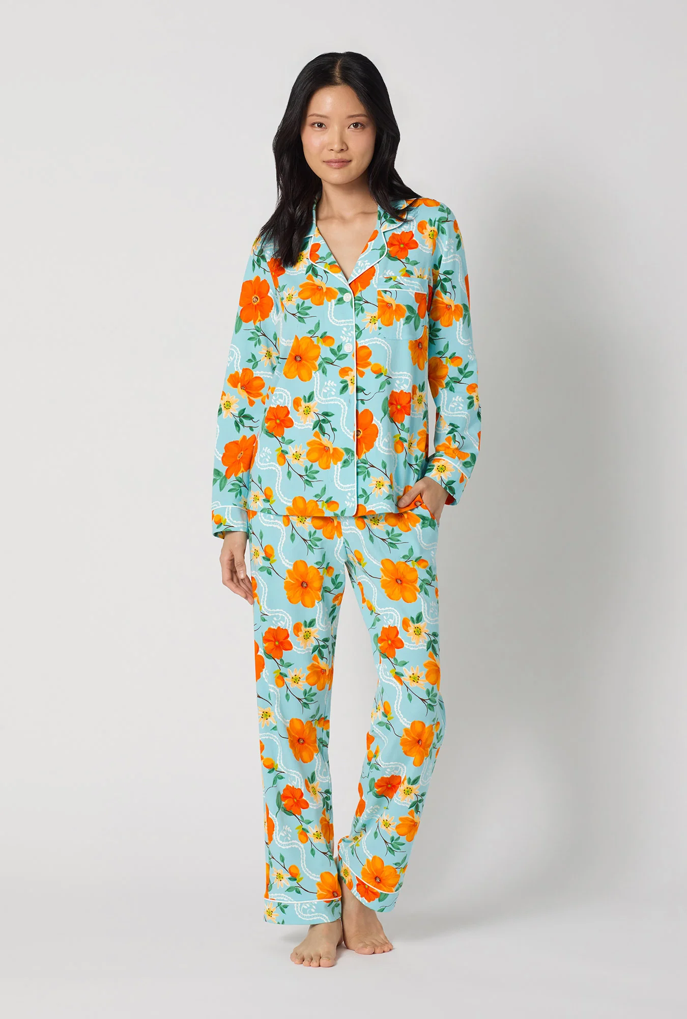 Golden Breeze Long Sleeve Classic Stretch Jersey Pj Set