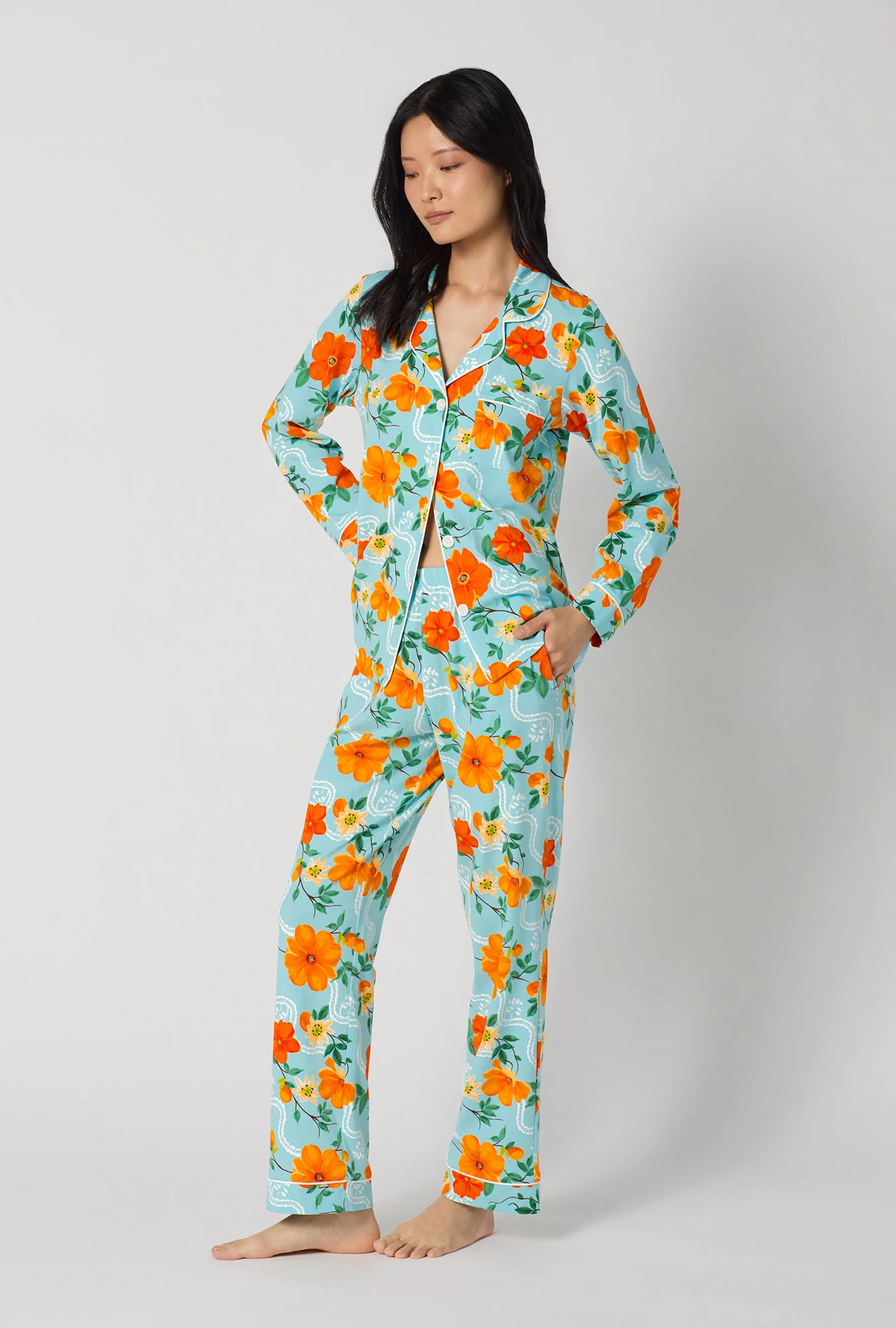 Golden Breeze Long Sleeve Classic Stretch Jersey Pj Set - Image 2
