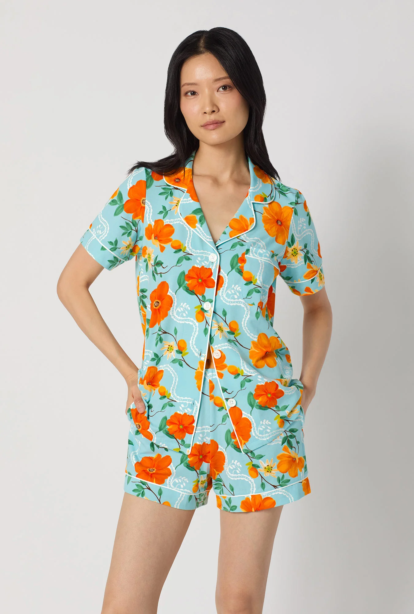 Golden Breeze Short Sleeve Classic Shorty Stretch Jersey Pj Set