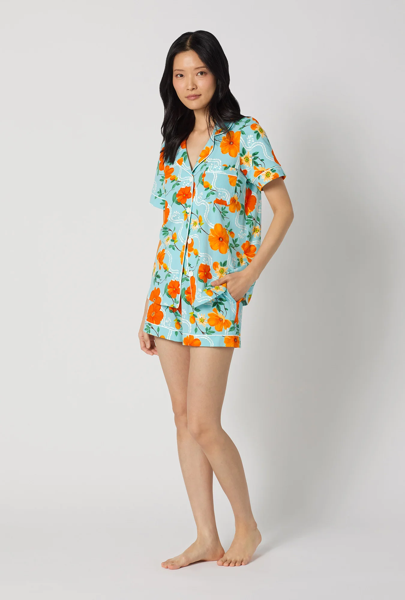 Golden Breeze Short Sleeve Classic Shorty Stretch Jersey Pj Set - Image 3