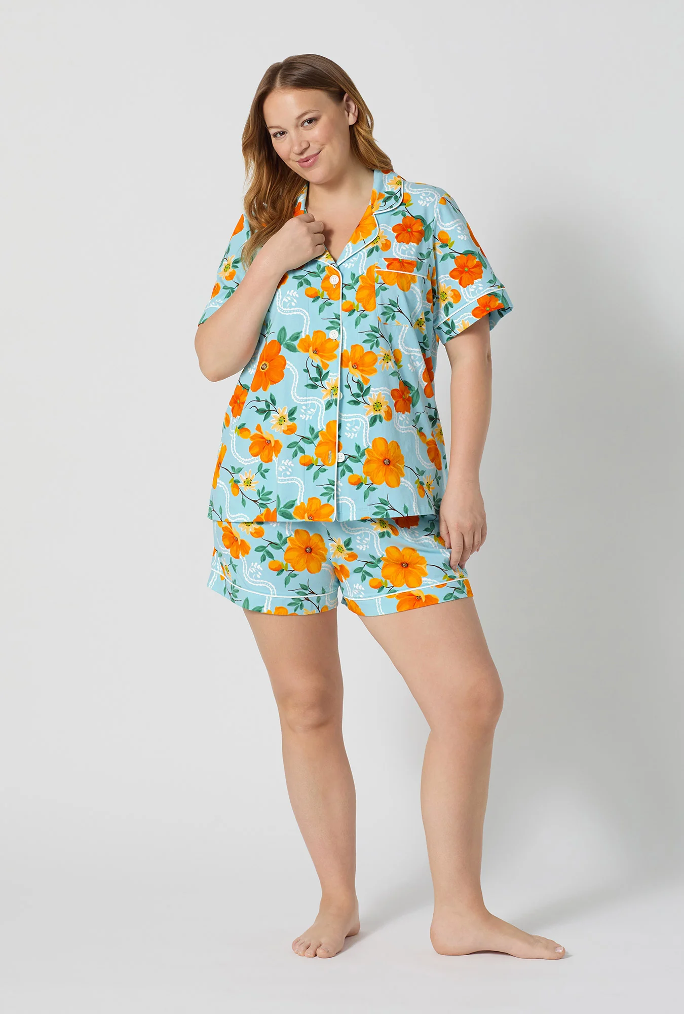 Golden Breeze Short Sleeve Classic Shorty Stretch Jersey Pj Set - Image 5