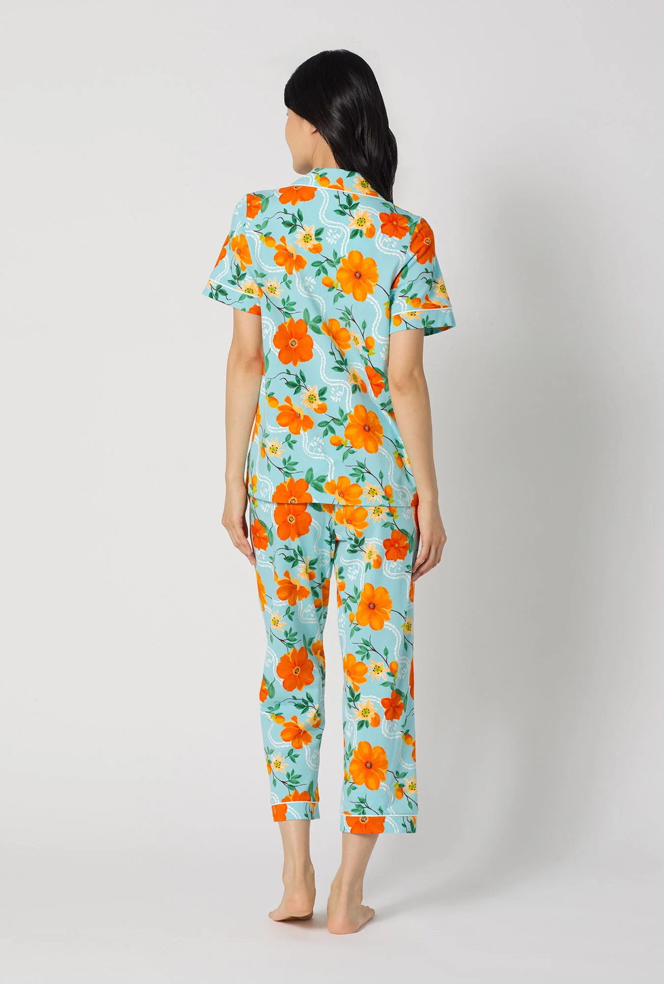 Golden Breeze Short Sleeve Classic Stretch Jersey Cropped Pj Set - Image 4