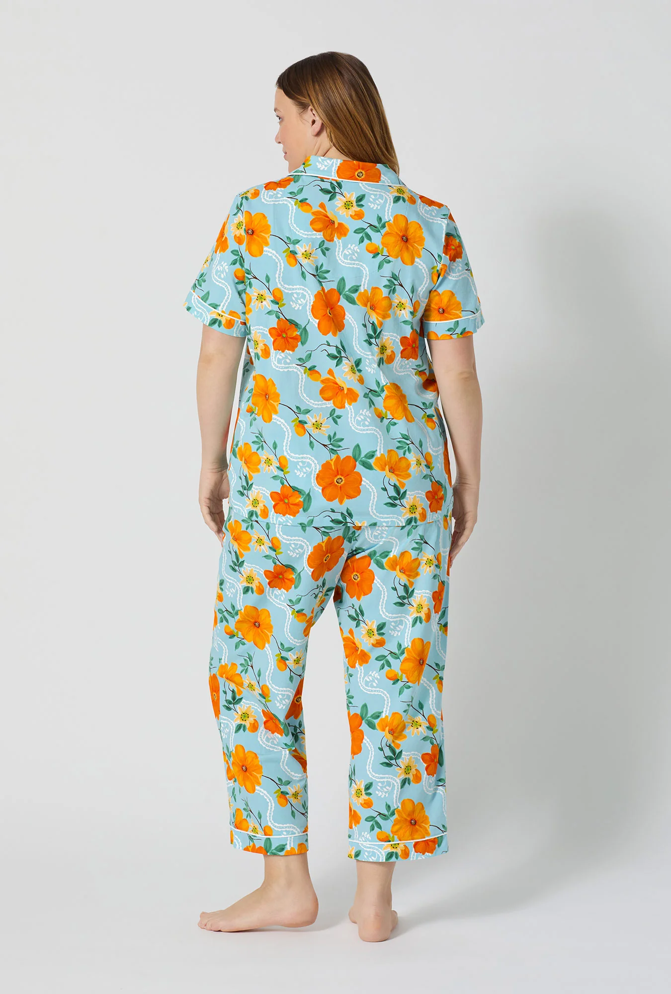 Golden Breeze Short Sleeve Classic Stretch Jersey Cropped Pj Set - Image 7