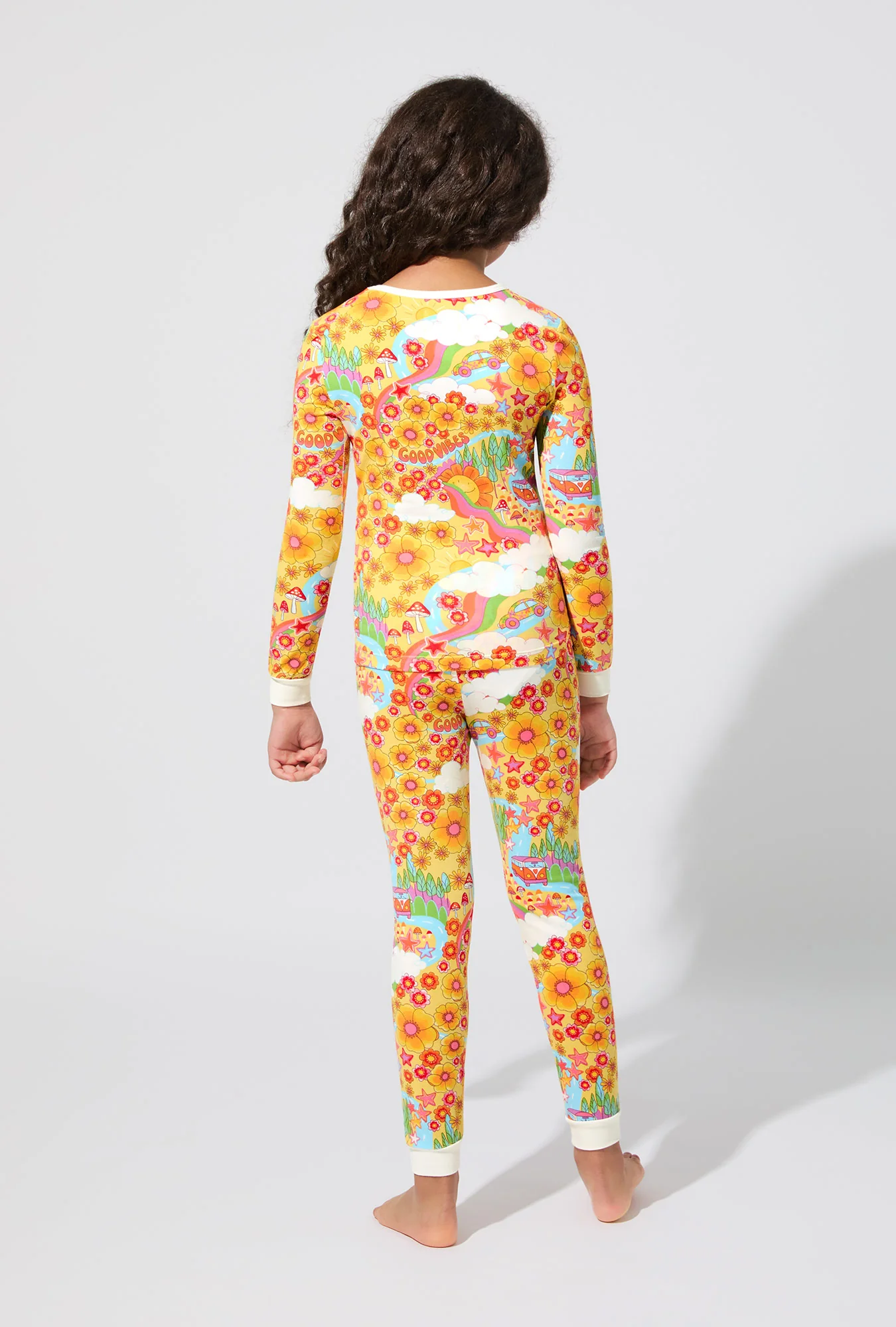Good Vibes Long Sleeve Stretch Jersey Kids PJ Set - Image 4