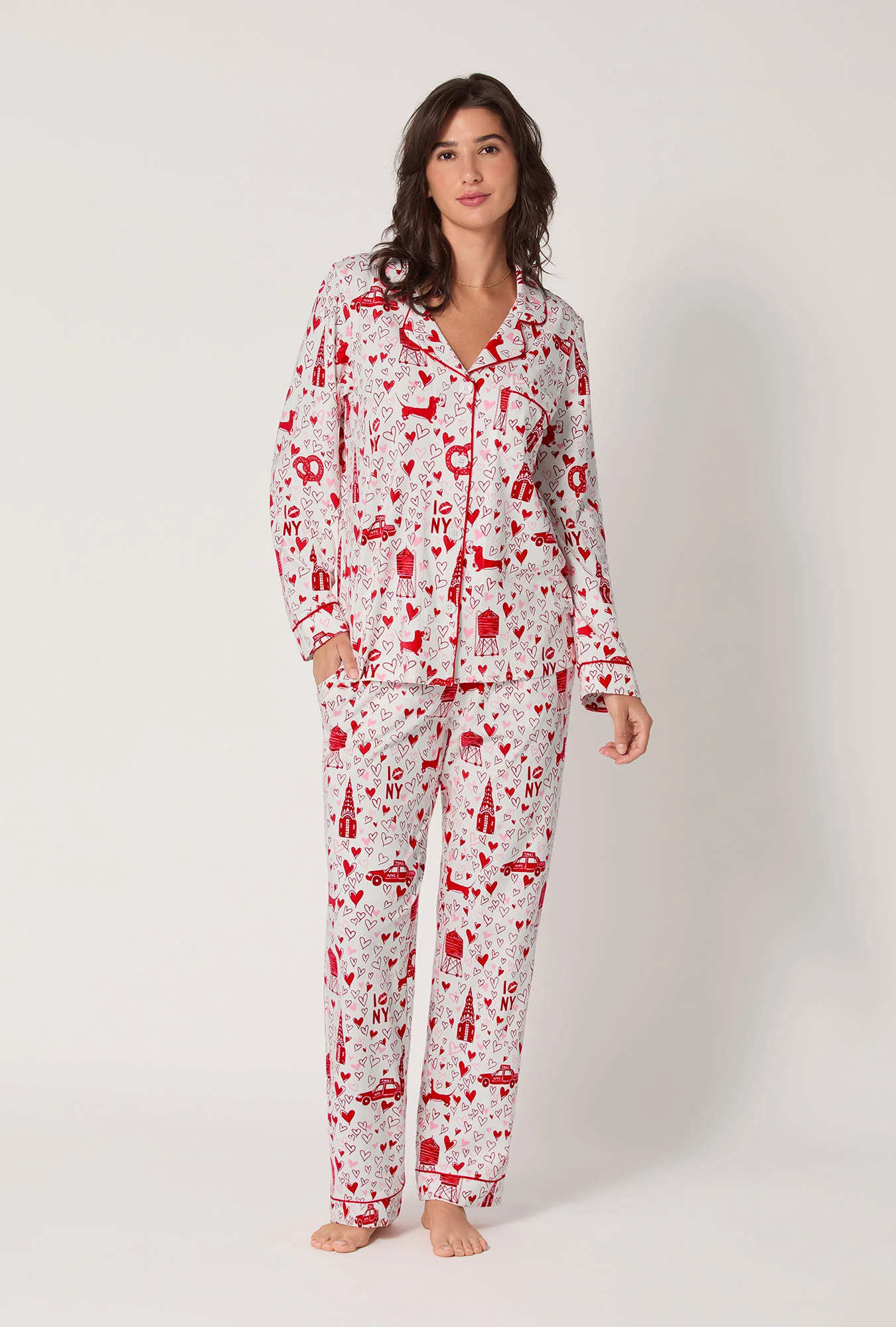 Heart Of The City Long Sleeve Classic Stretch Jersey Pj Set