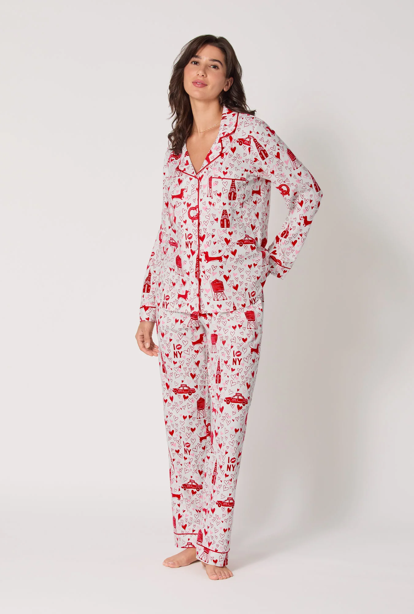 Heart Of The City Long Sleeve Classic Stretch Jersey Pj Set - Image 2