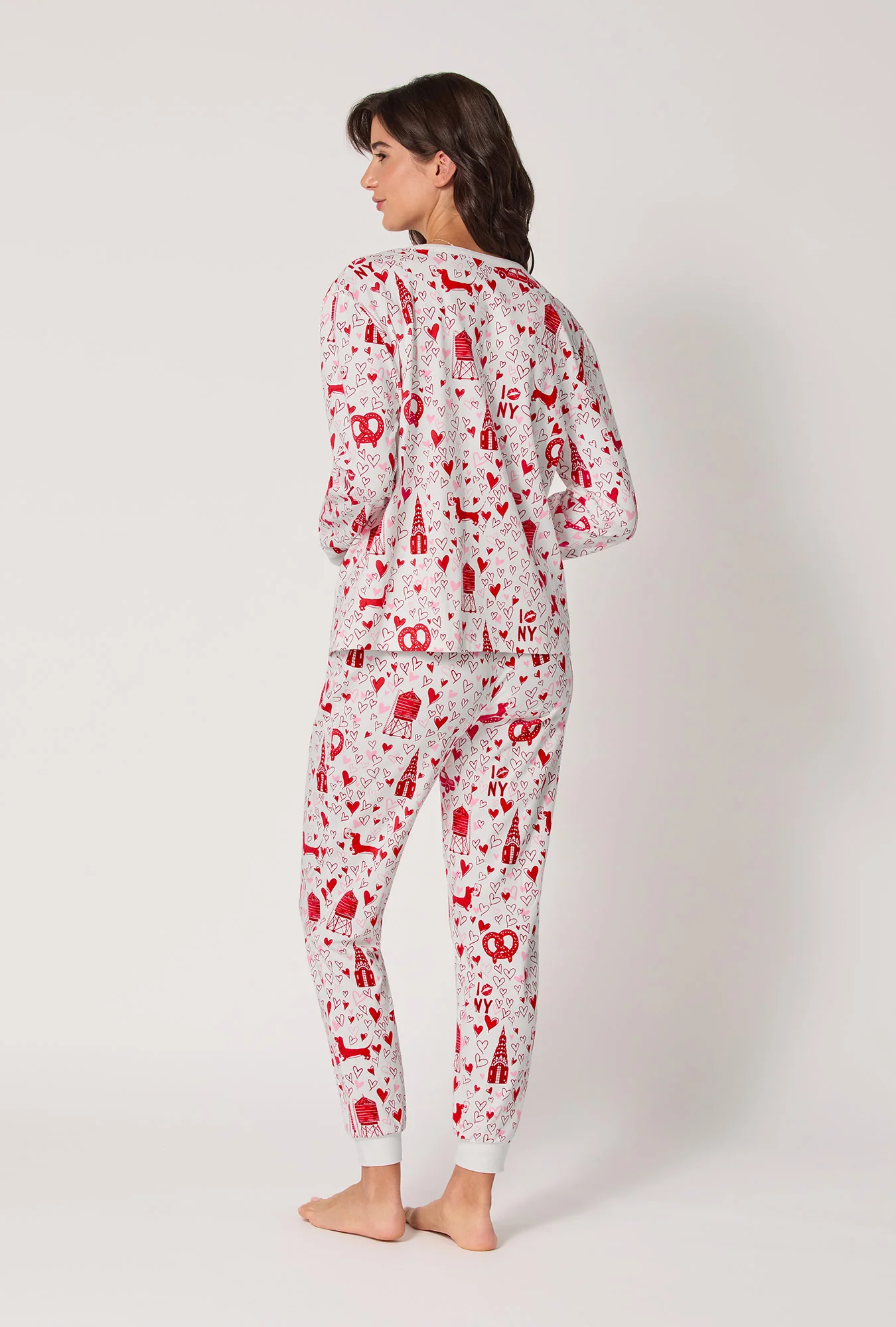 Heart Of The City Long Sleeve Pullover Crew And Jogger Stretch Jersey Pj Set - Image 3