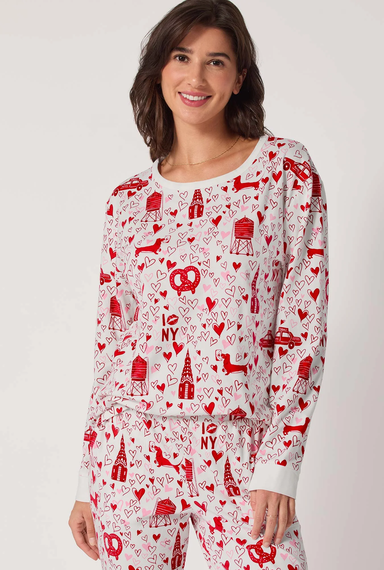 Heart Of The City Long Sleeve Pullover Crew And Jogger Stretch Jersey Pj Set - Image 4