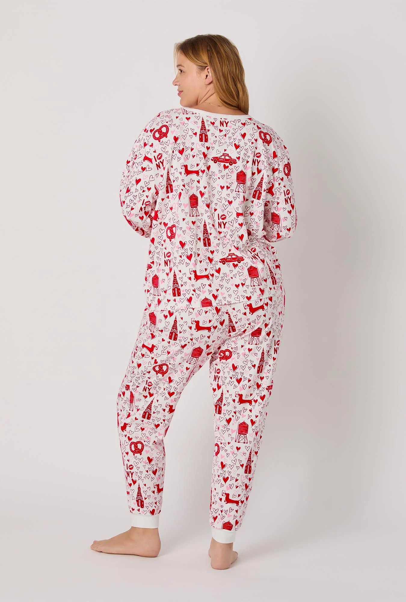 Heart Of The City Long Sleeve Pullover Crew And Jogger Stretch Jersey Pj Set - Image 6