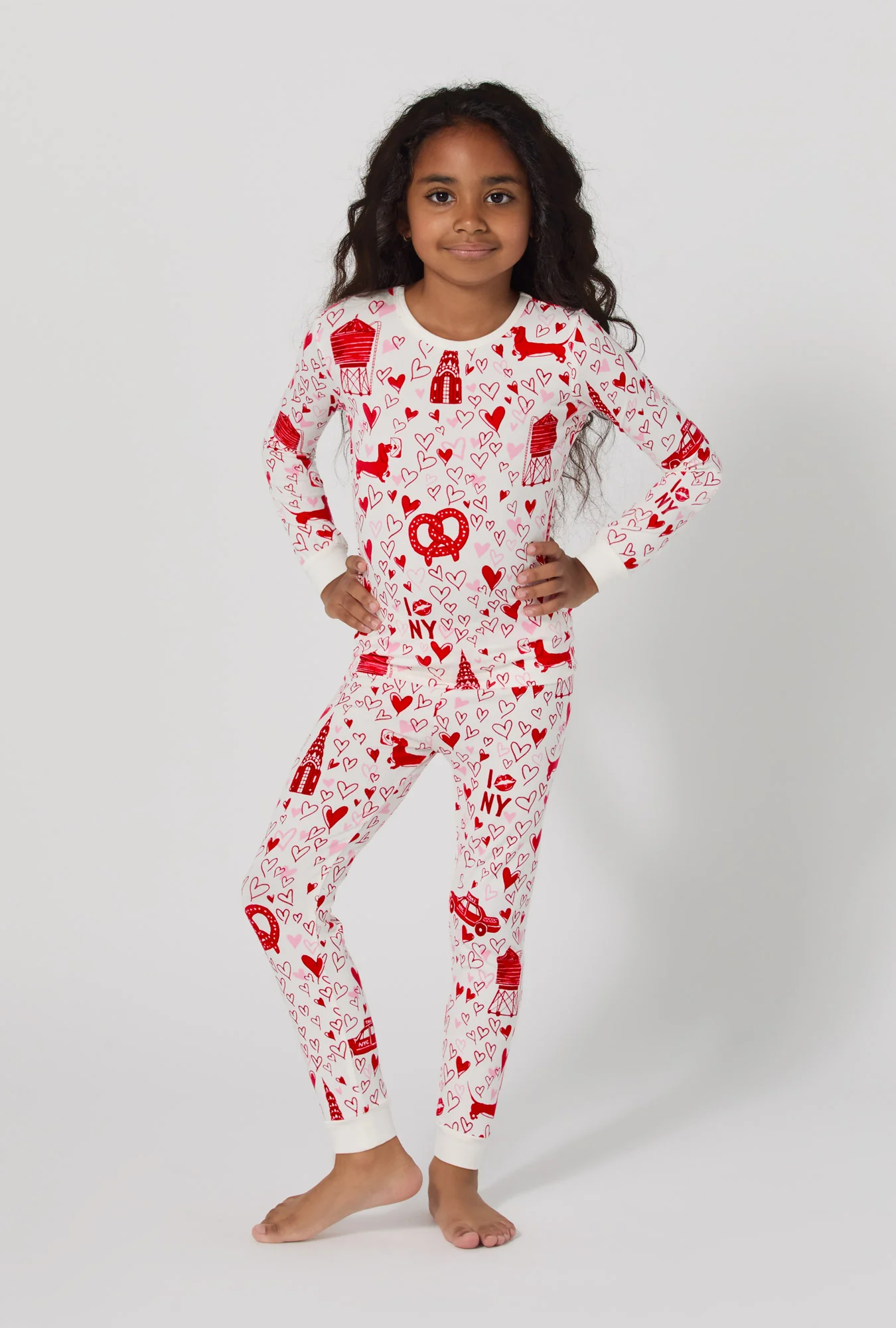 Heart Of The City Long Sleeve Stretch Jersey Kids Pj Set