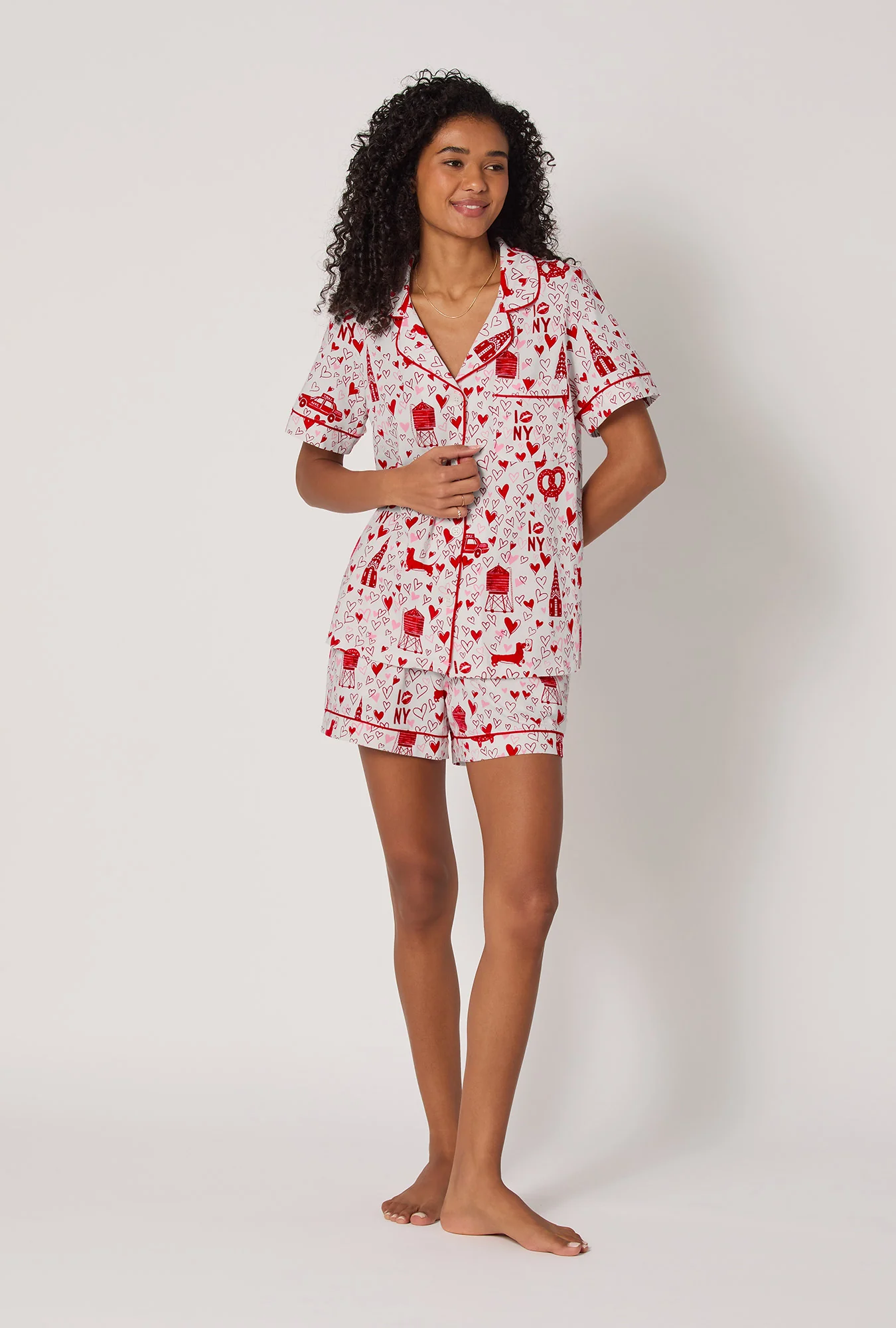 Heart Of The City Short Sleeve Classic Shorty Stretch Jersey Pj Set