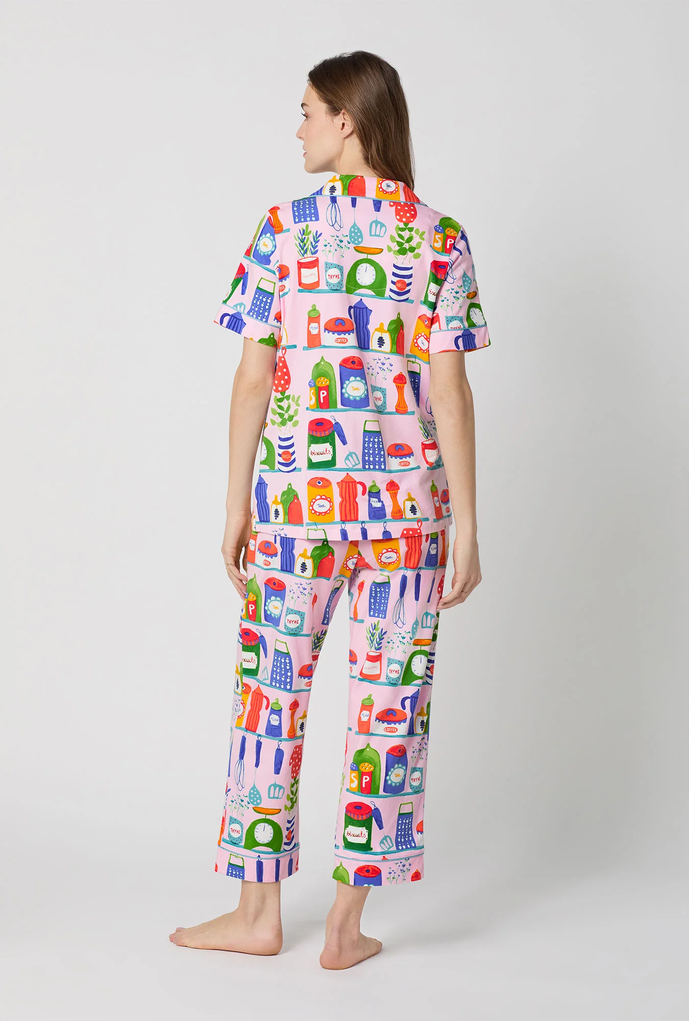 In The Kitchen Short Sleeve Classic Stretch Jersey Cropped Pj Set - Image 4
