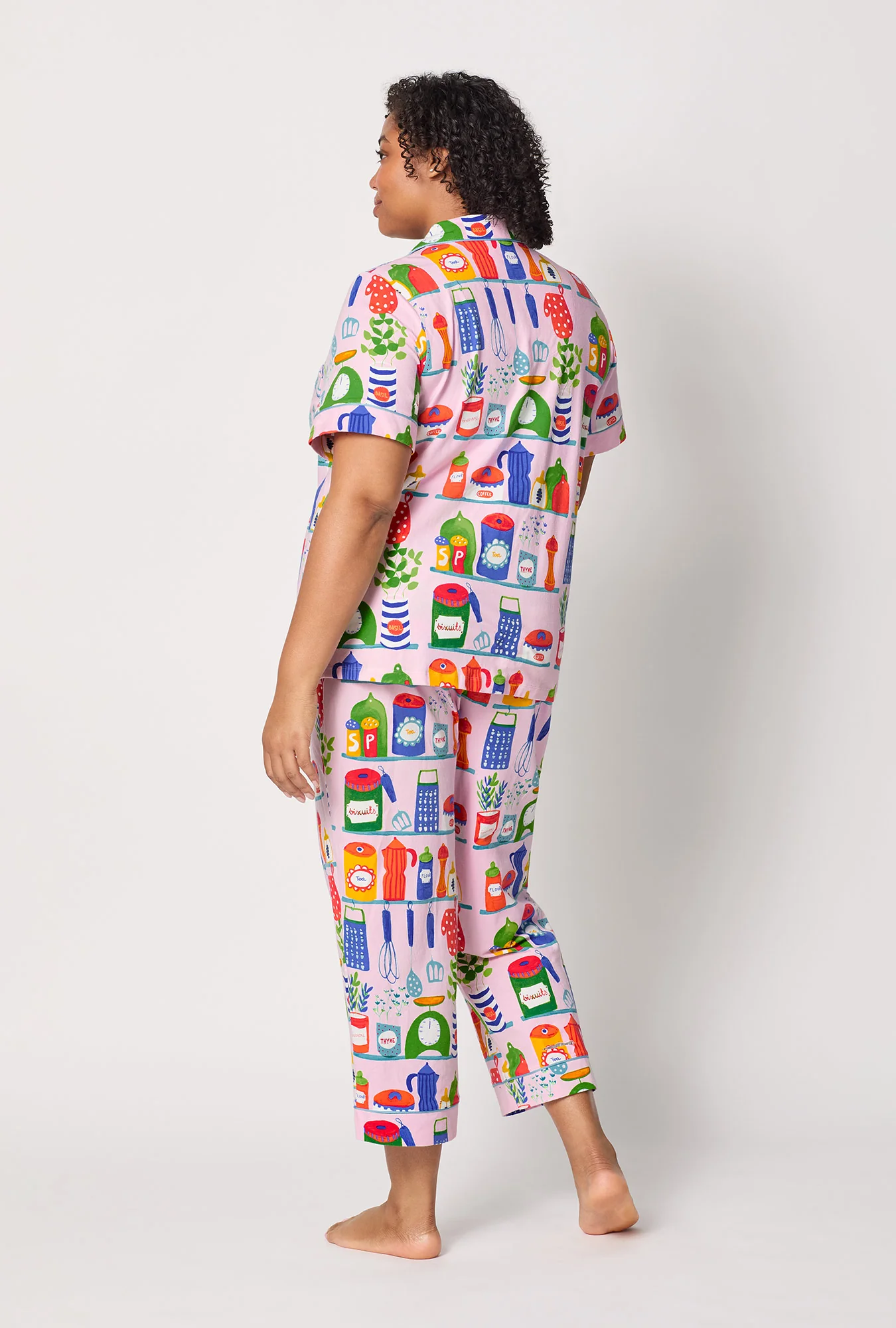 In The Kitchen Short Sleeve Classic Stretch Jersey Cropped Pj Set - Image 7