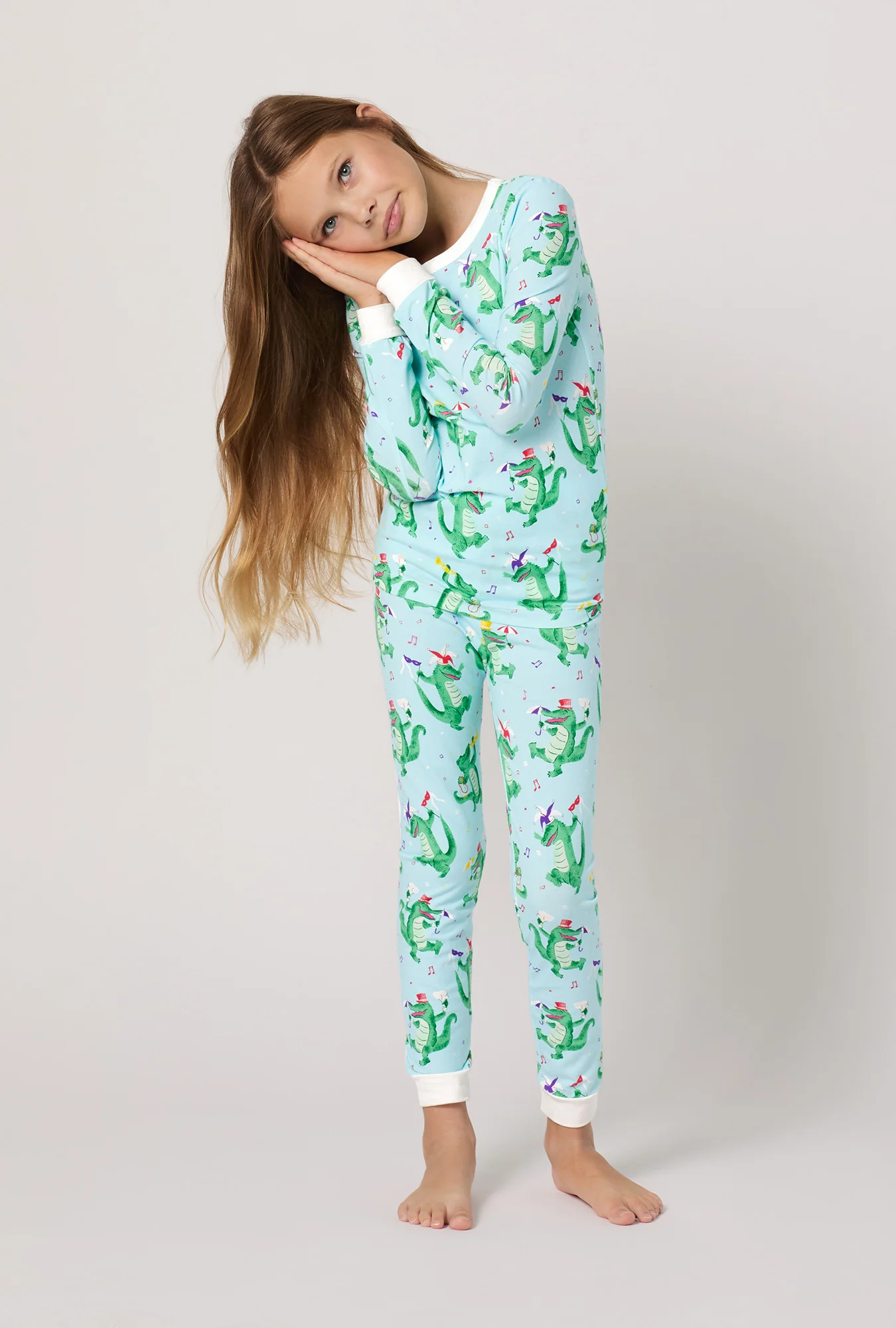 Jazzy Gators Long Sleeve Stretch Jersey Kids Pj Set