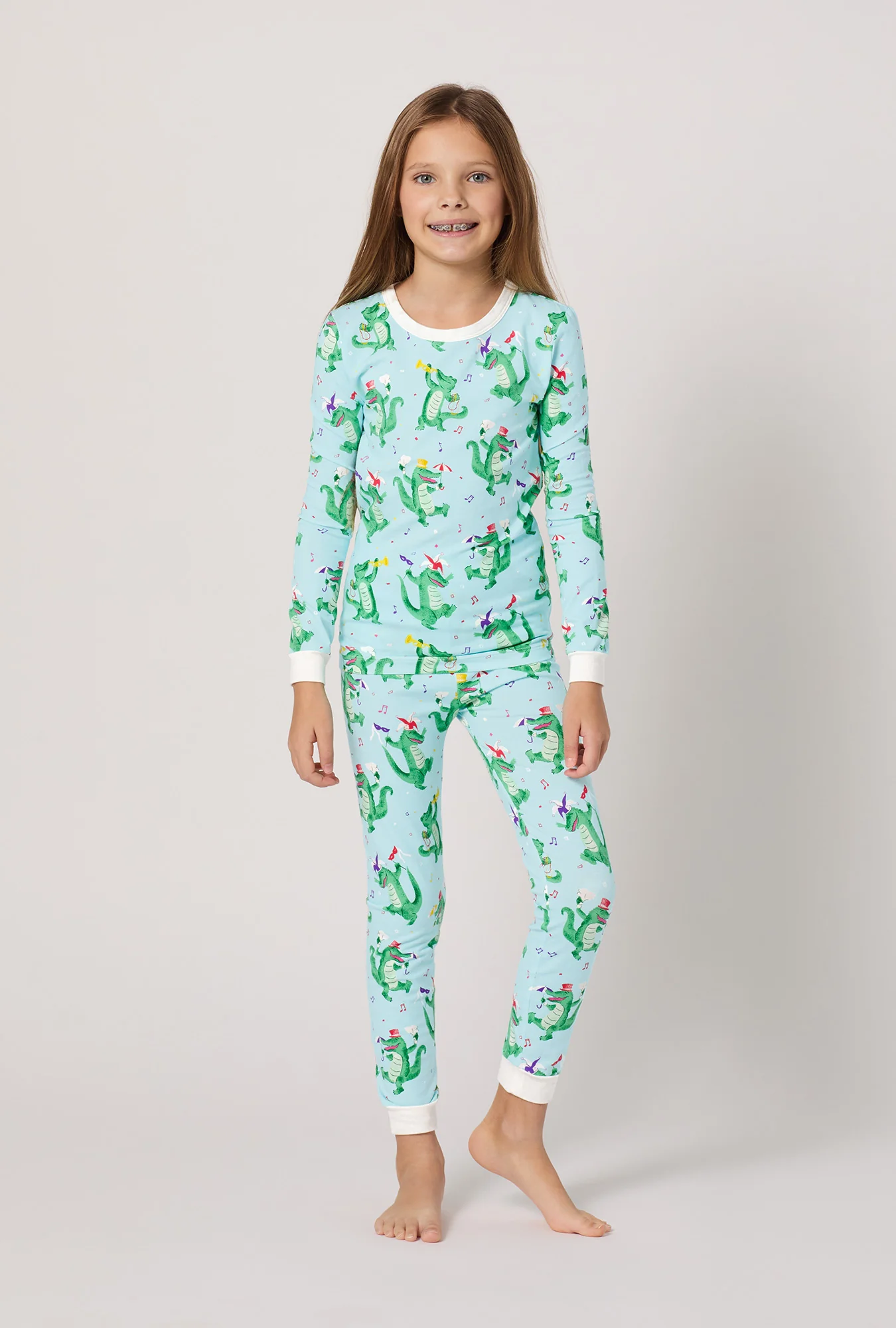 Jazzy Gators Long Sleeve Stretch Jersey Kids Pj Set - Image 2