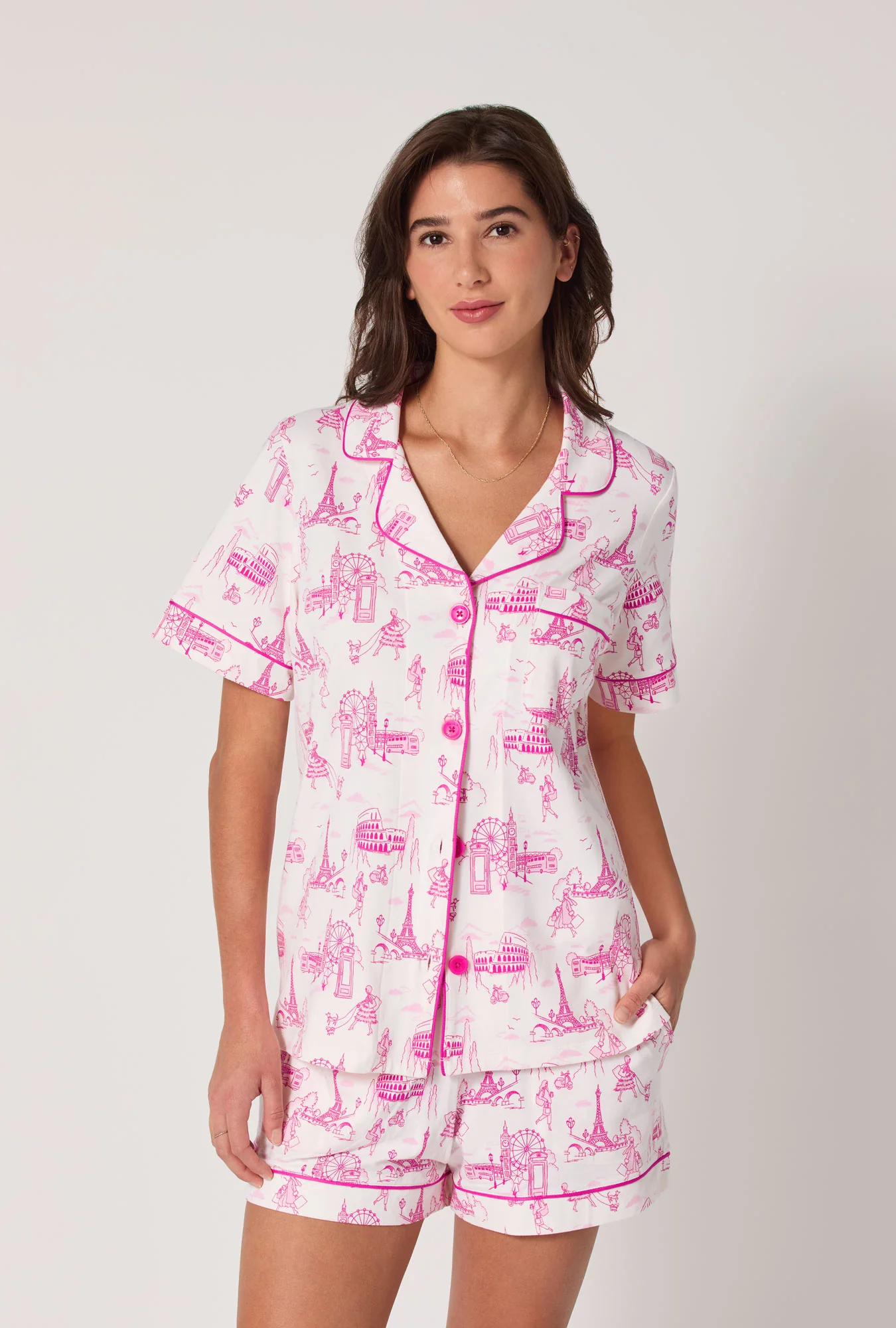 Jet Setter Short Sleeve Classic Shorty Stretch Jersey Pj Set - Image 4
