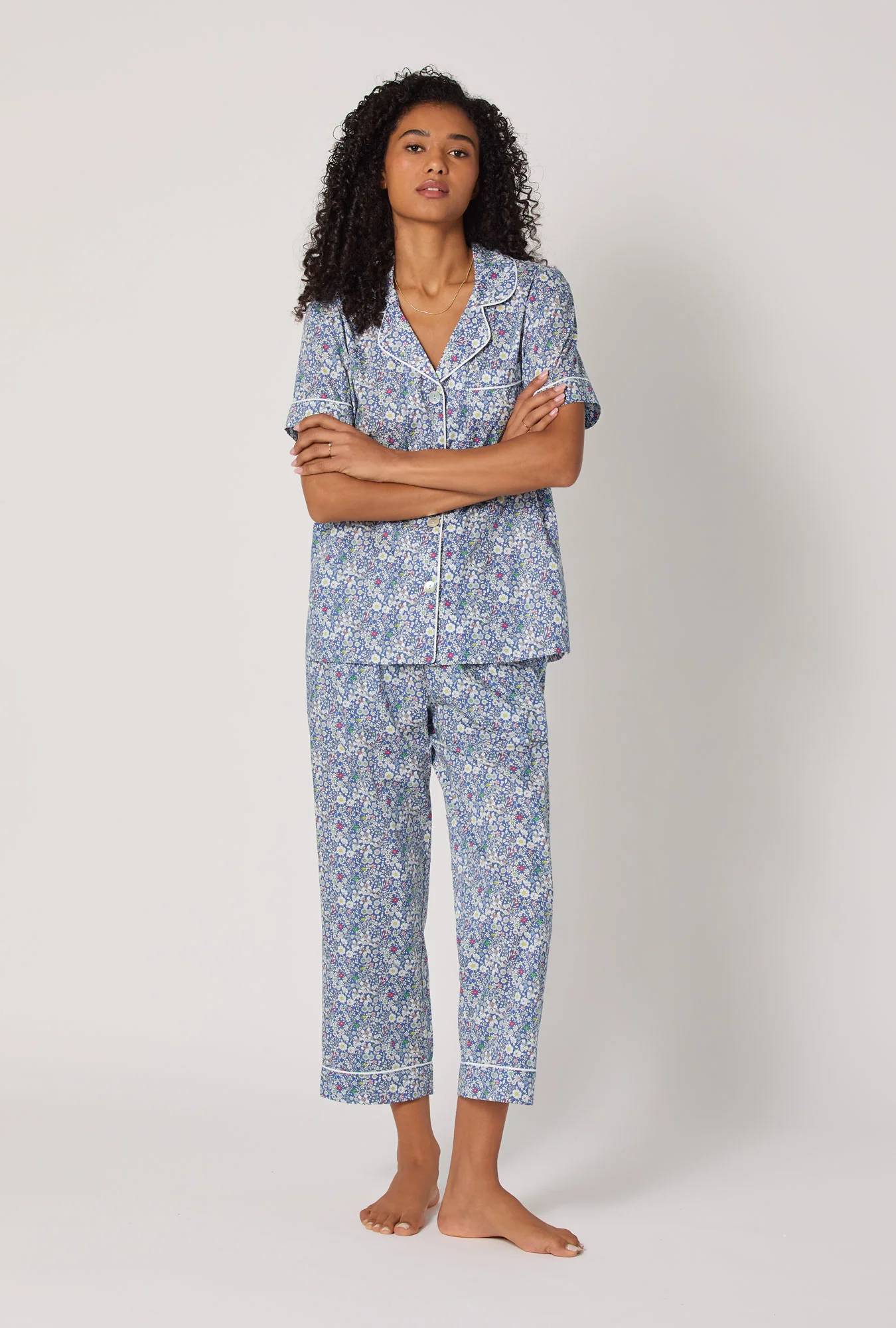 June's Meadow Short Sleeve Classic Woven Tana Lawn® Cropped Pj Set Made With Liberty Fabric