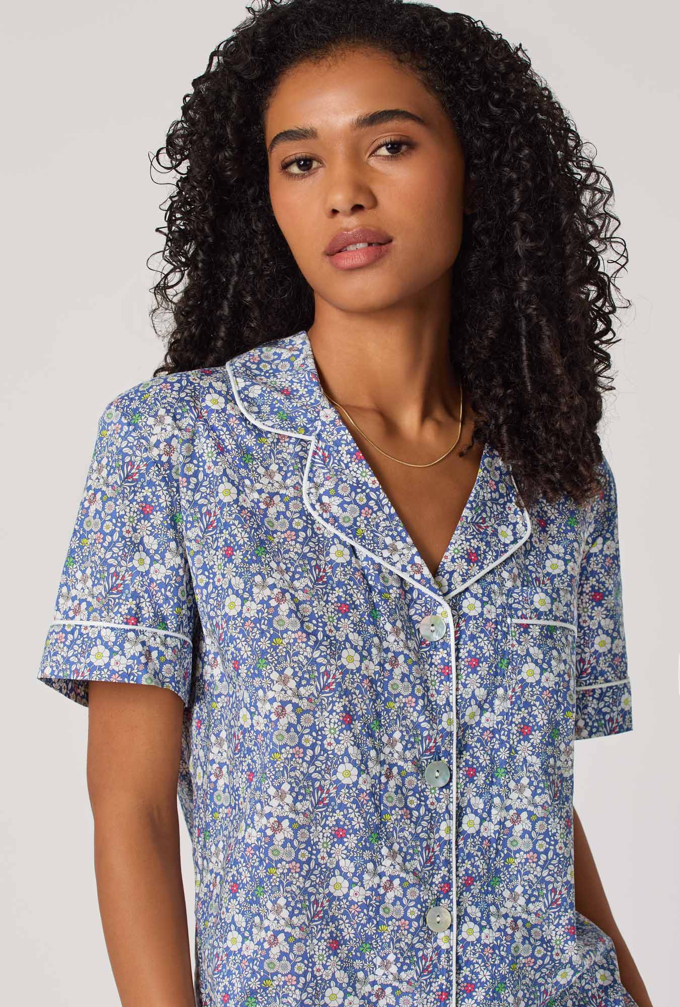 June's Meadow Short Sleeve Classic Woven Tana Lawn® Cropped Pj Set Made With Liberty Fabric - Image 2