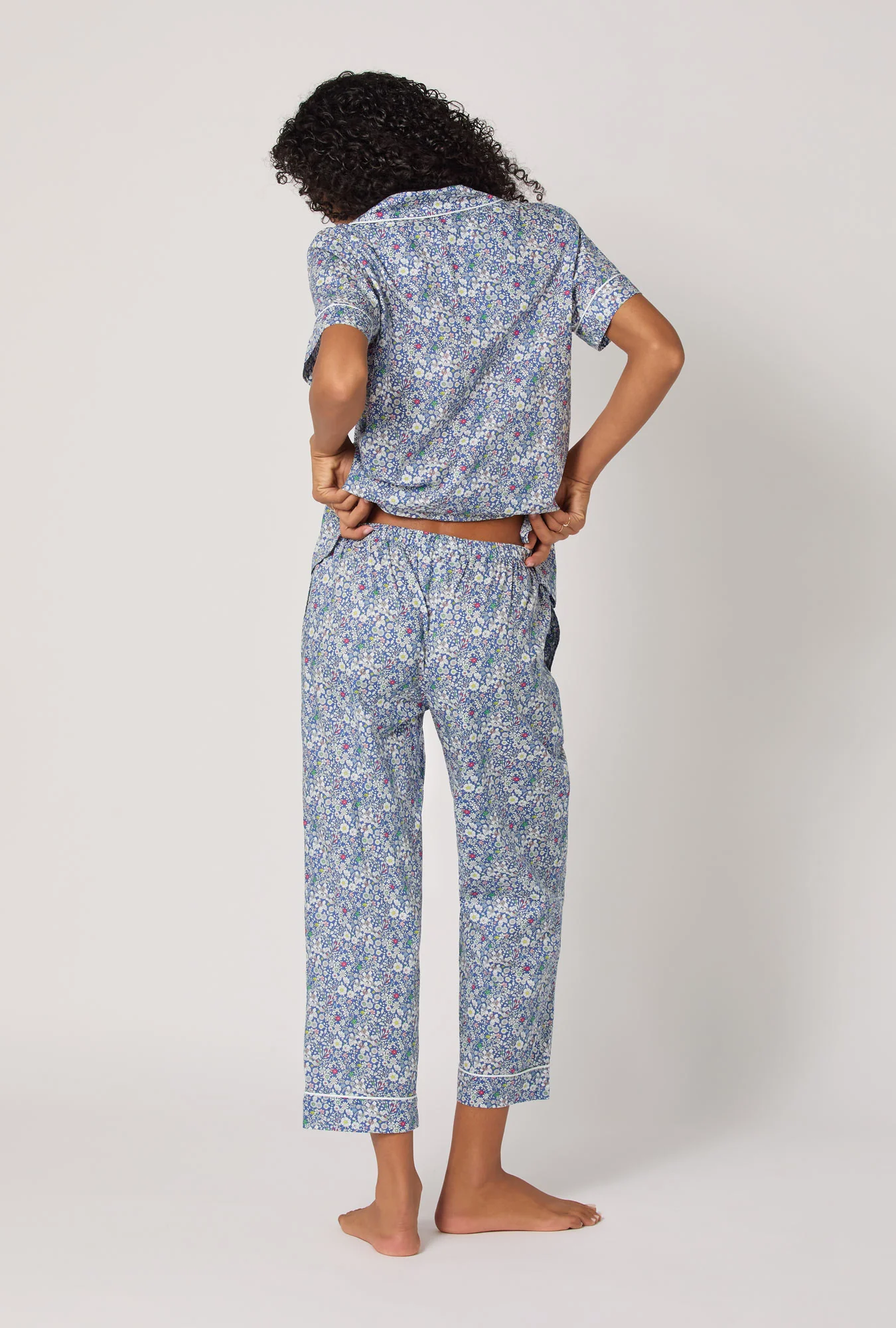 June's Meadow Short Sleeve Classic Woven Tana Lawn® Cropped Pj Set Made With Liberty Fabric - Image 4