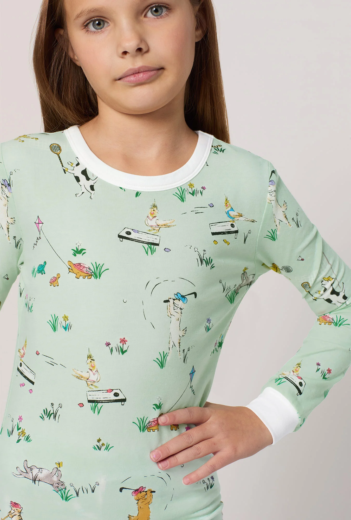Lawn Games Long Sleeve Stretch Jersey Kids Pj Set