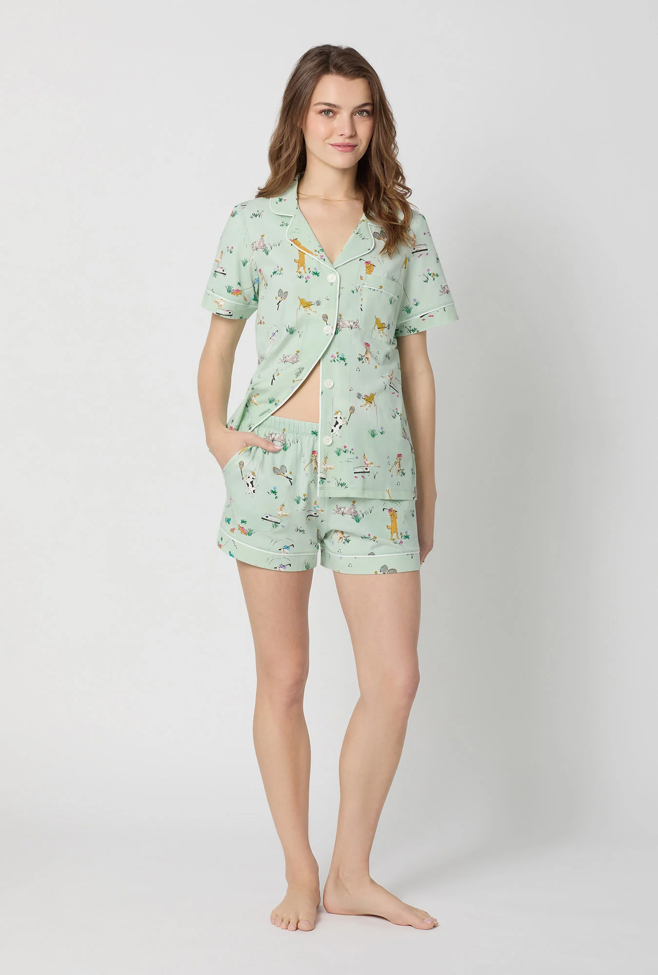 Lawn Games Short Sleeve Classic Shorty Stretch Jersey Pj Set