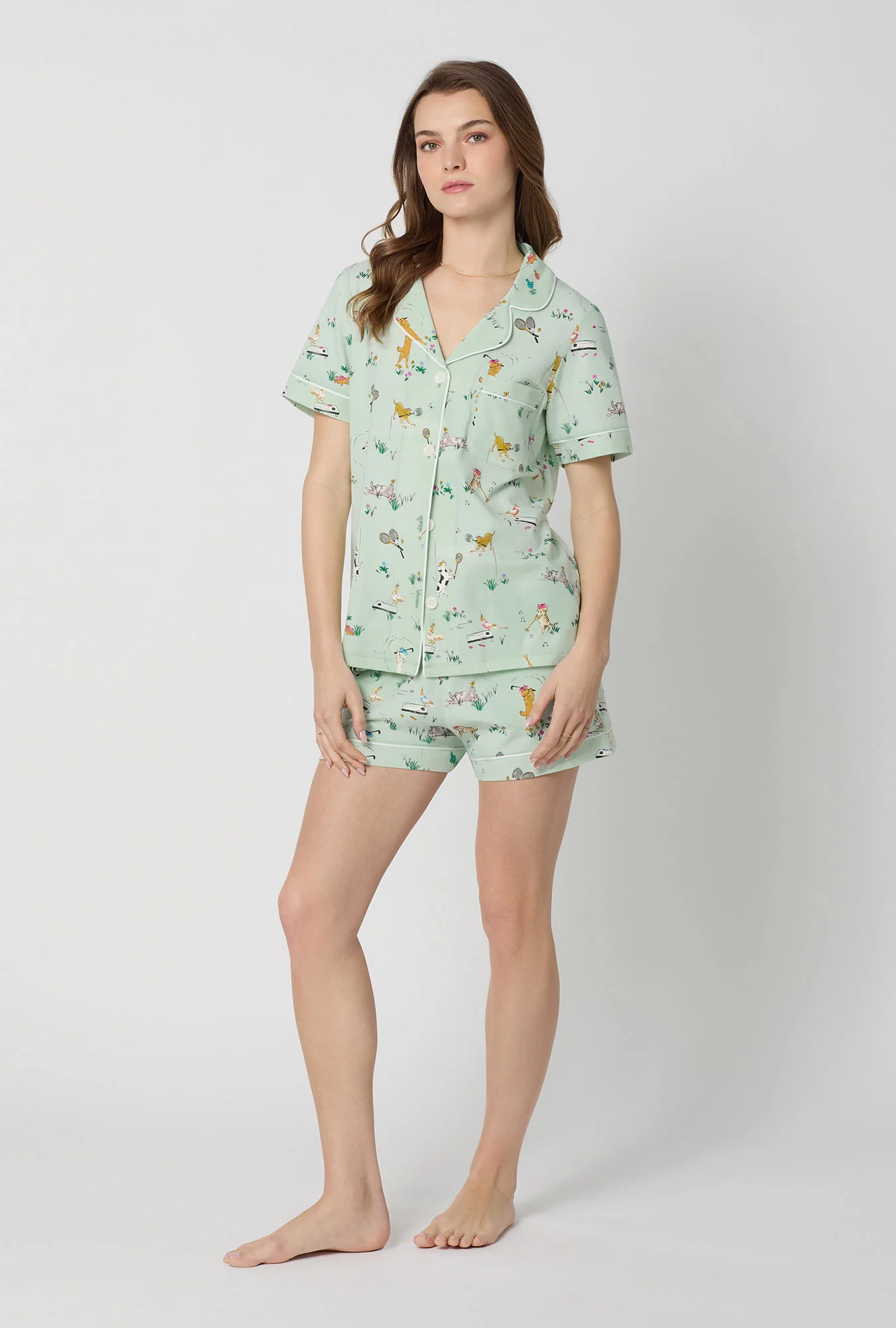 Lawn Games Short Sleeve Classic Shorty Stretch Jersey Pj Set - Image 2
