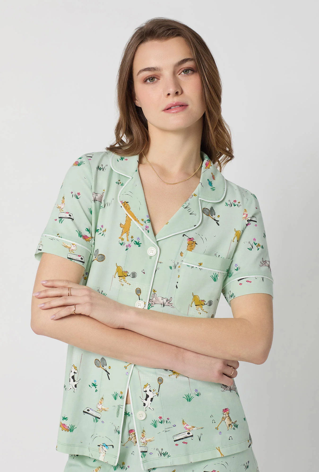 Lawn Games Short Sleeve Classic Shorty Stretch Jersey Pj Set - Image 4