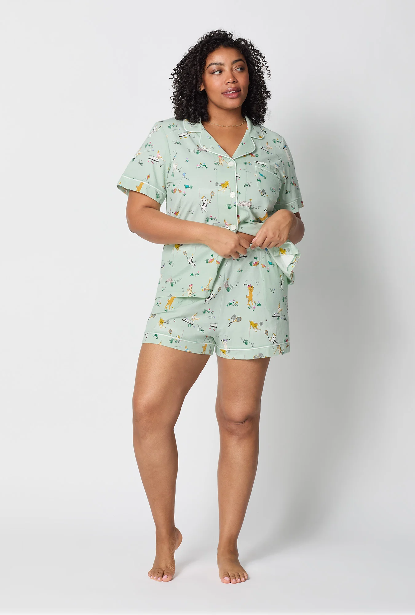 Lawn Games Short Sleeve Classic Shorty Stretch Jersey Pj Set - Image 5