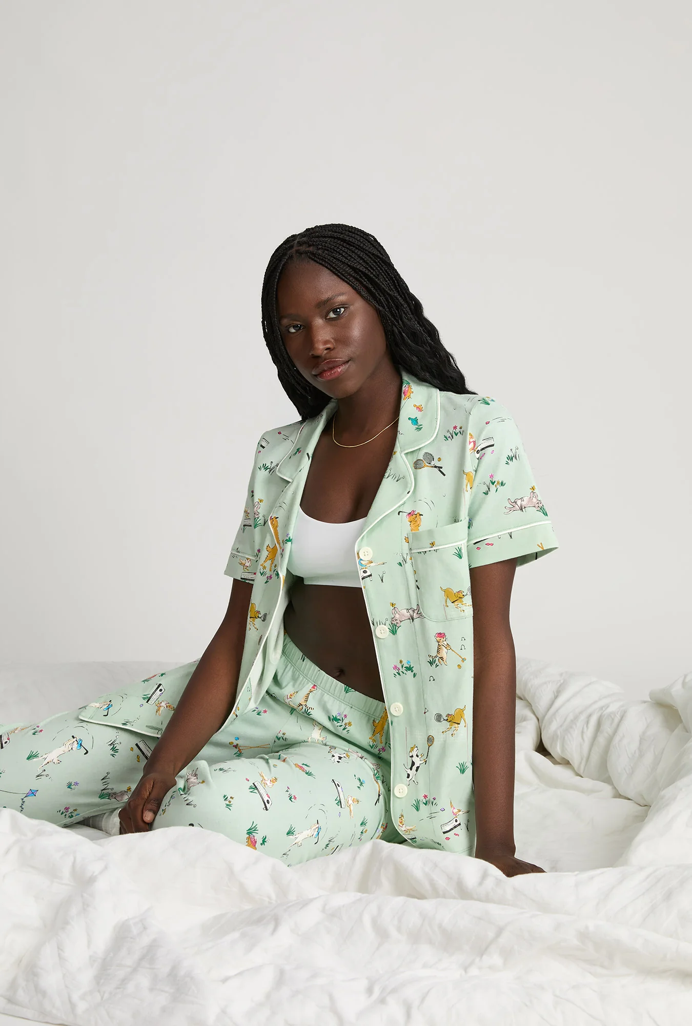 Lawn Games Short Sleeve Classic Stretch Jersey Cropped Pj Set