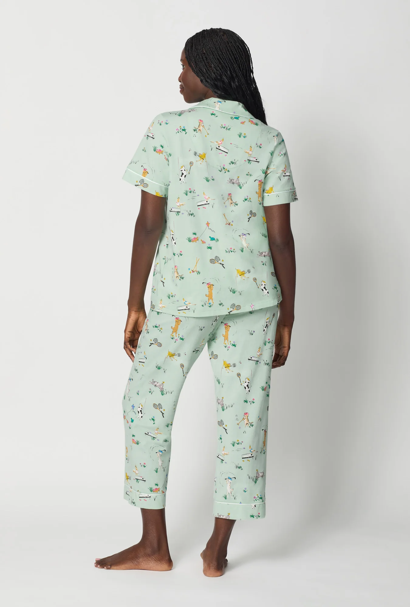 Lawn Games Short Sleeve Classic Stretch Jersey Cropped Pj Set - Image 4
