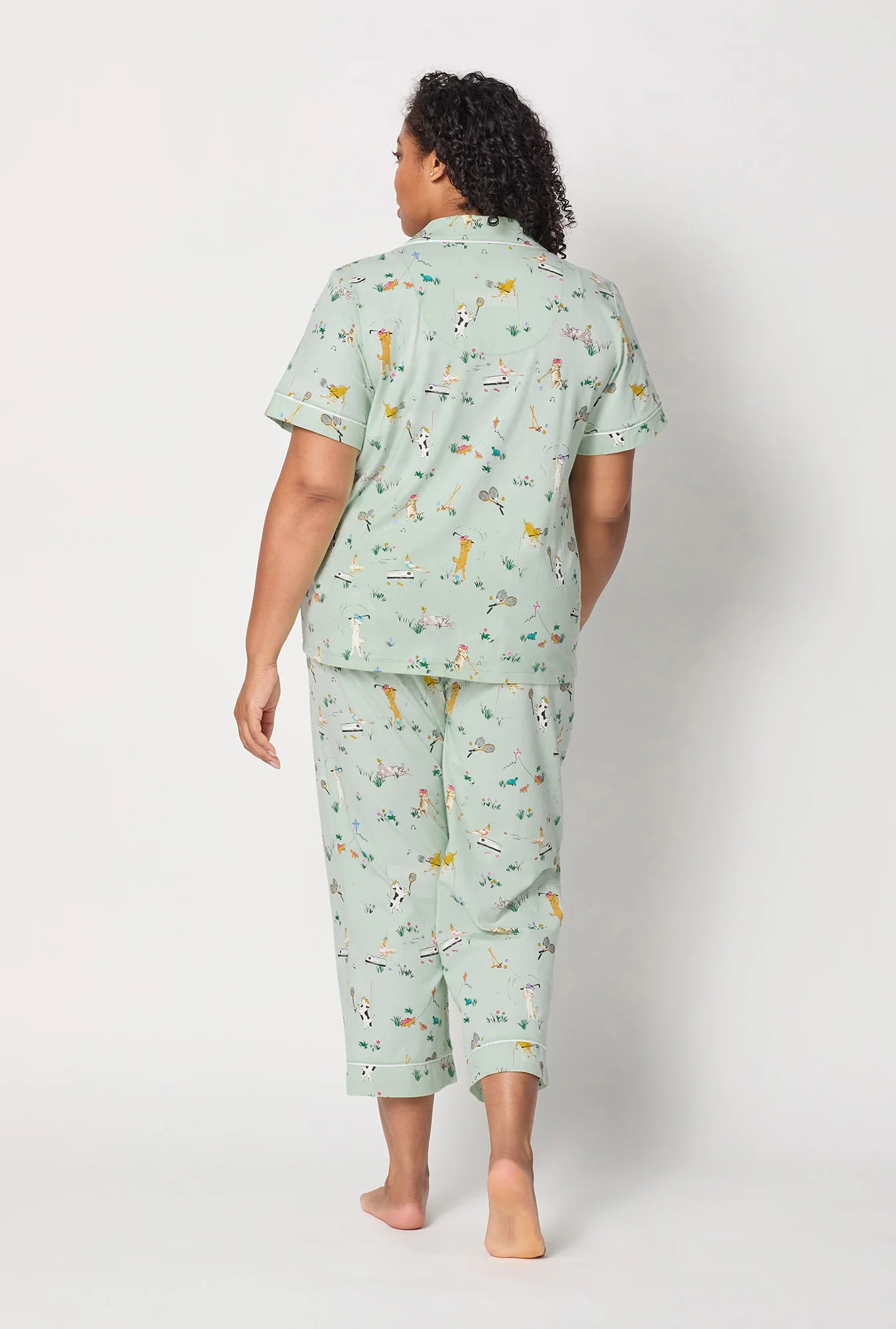 Lawn Games Short Sleeve Classic Stretch Jersey Cropped Pj Set - Image 7