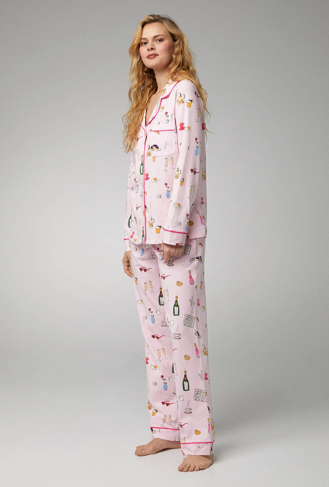 Let's Do Brunch Long Sleeve Classic Stretch Jersey PJ Set - Image 3